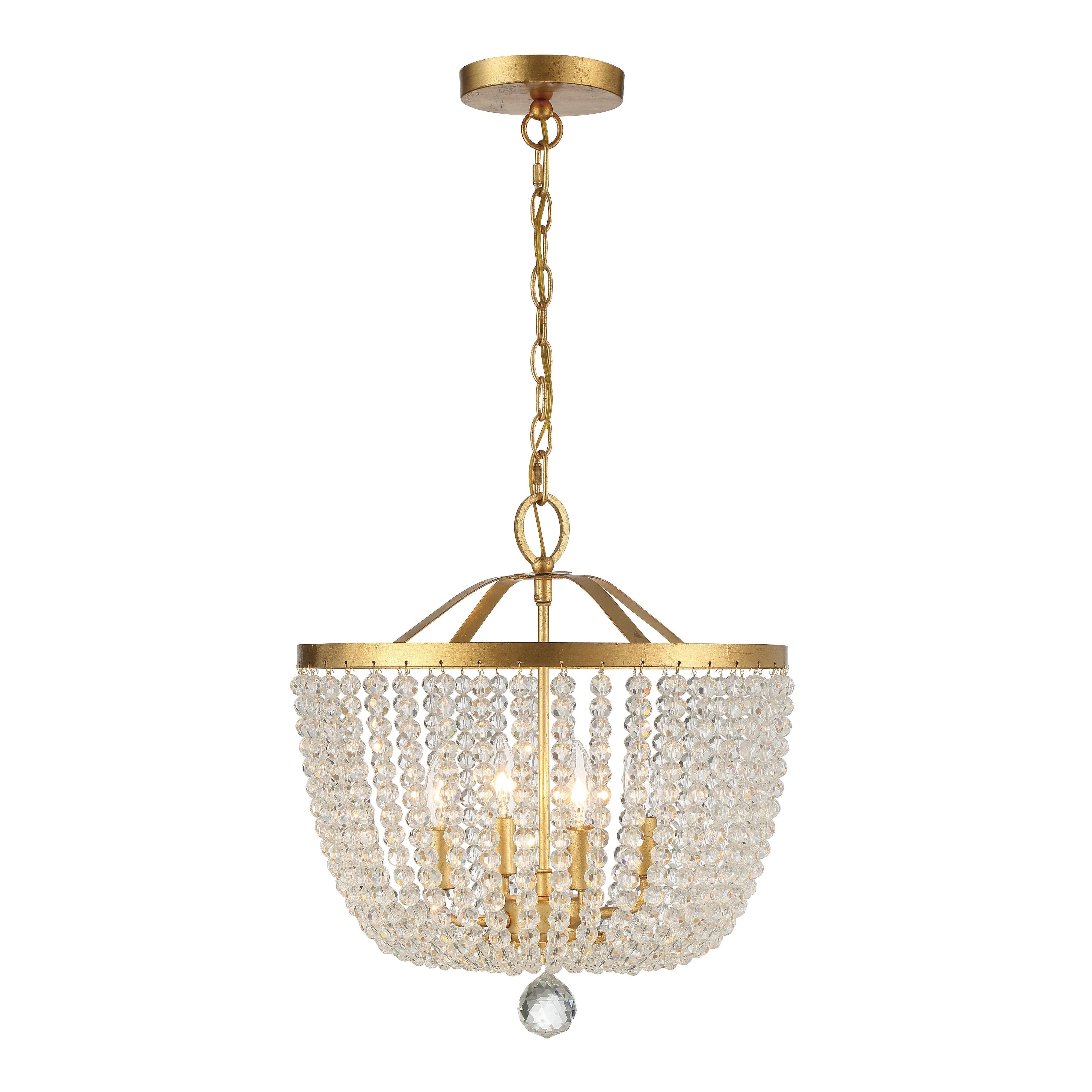 Crystorama Rylee 604-GA – 16.5 Inch – 4 Light – Chandelier – Antique Gold – Damp Rated