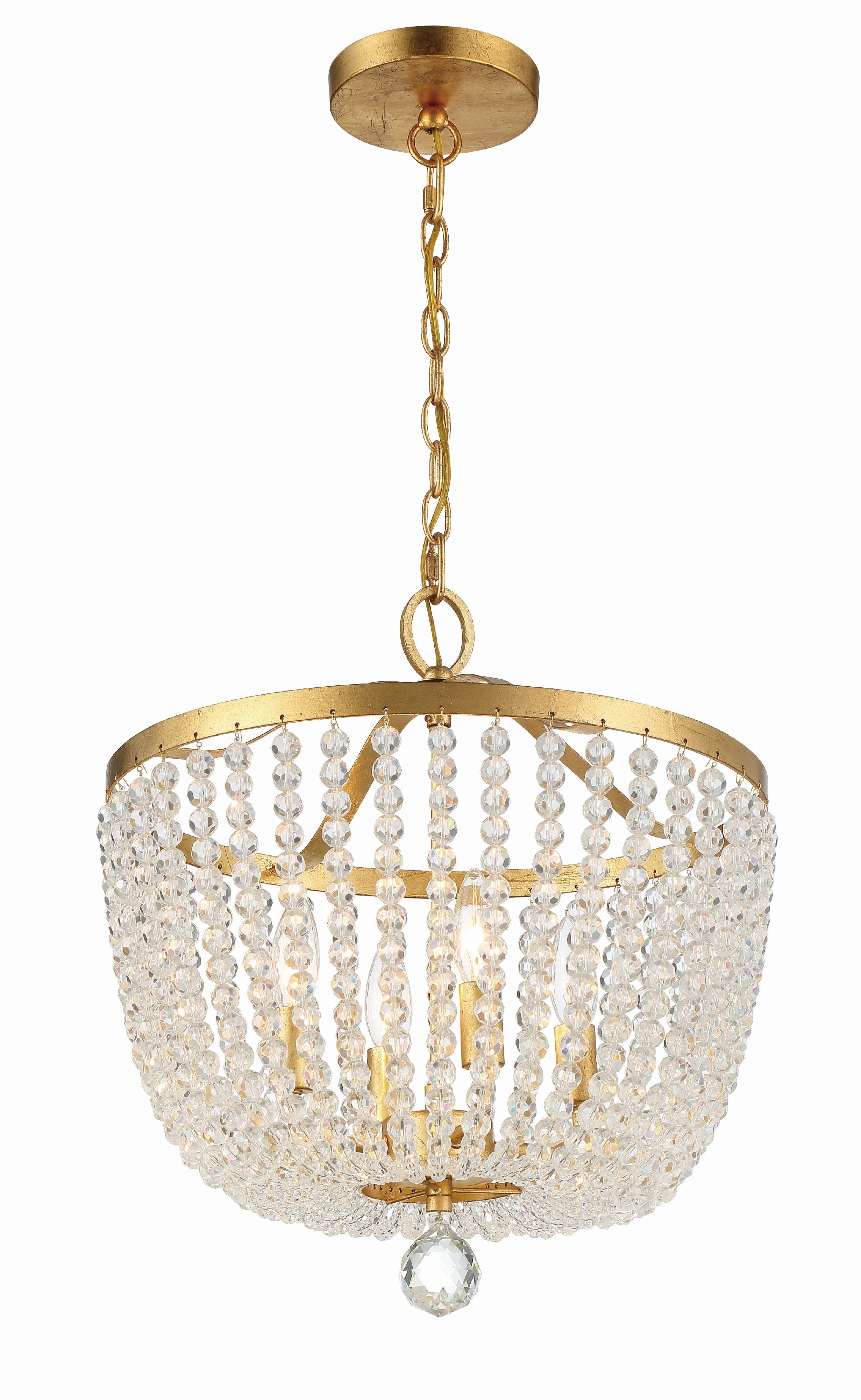 Crystorama Rylee 604-GA – 16.5 Inch – 4 Light – Chandelier – Antique Gold – Damp Rated
