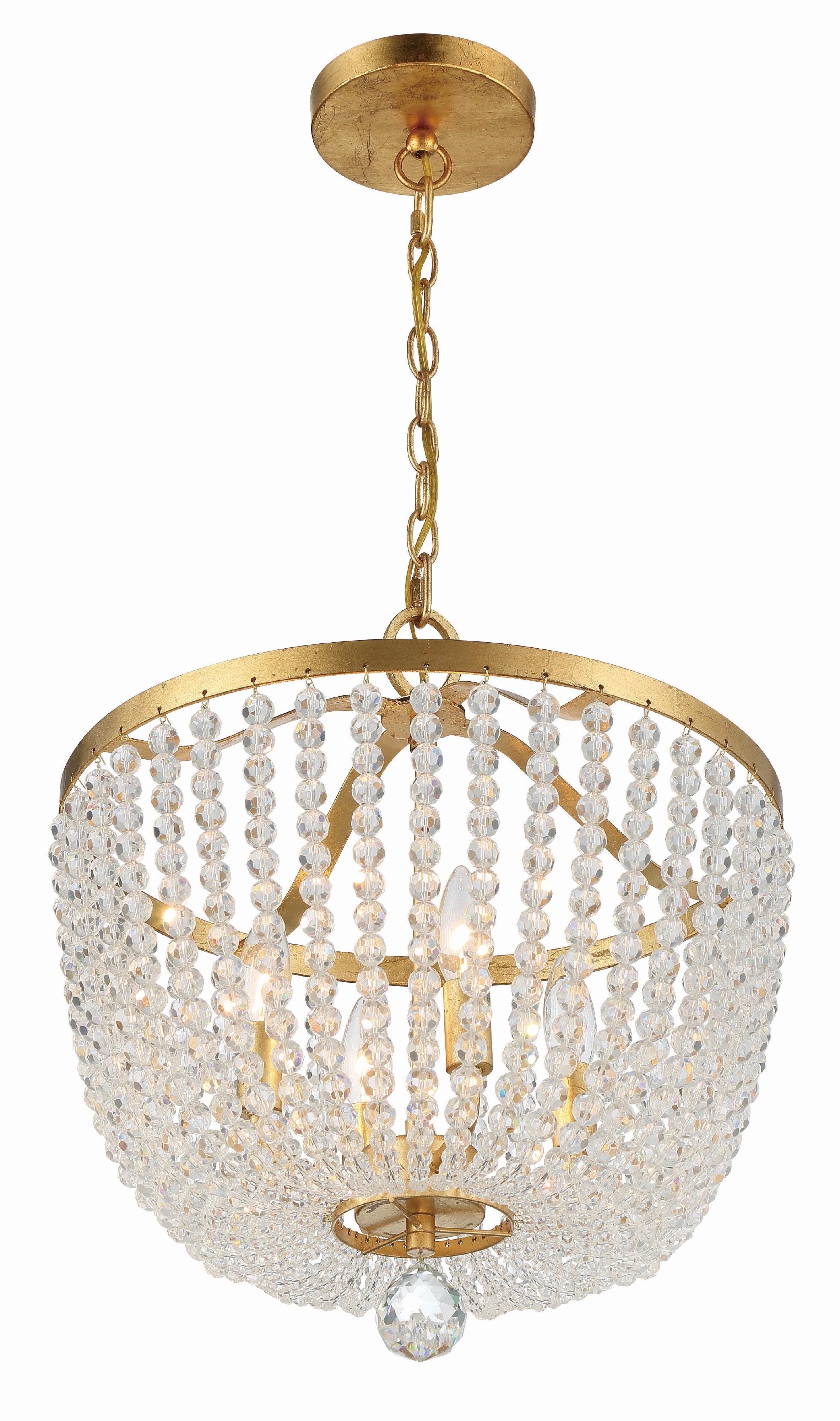 Crystorama Rylee 604-GA – 16.5 Inch – 4 Light – Chandelier – Antique Gold – Damp Rated