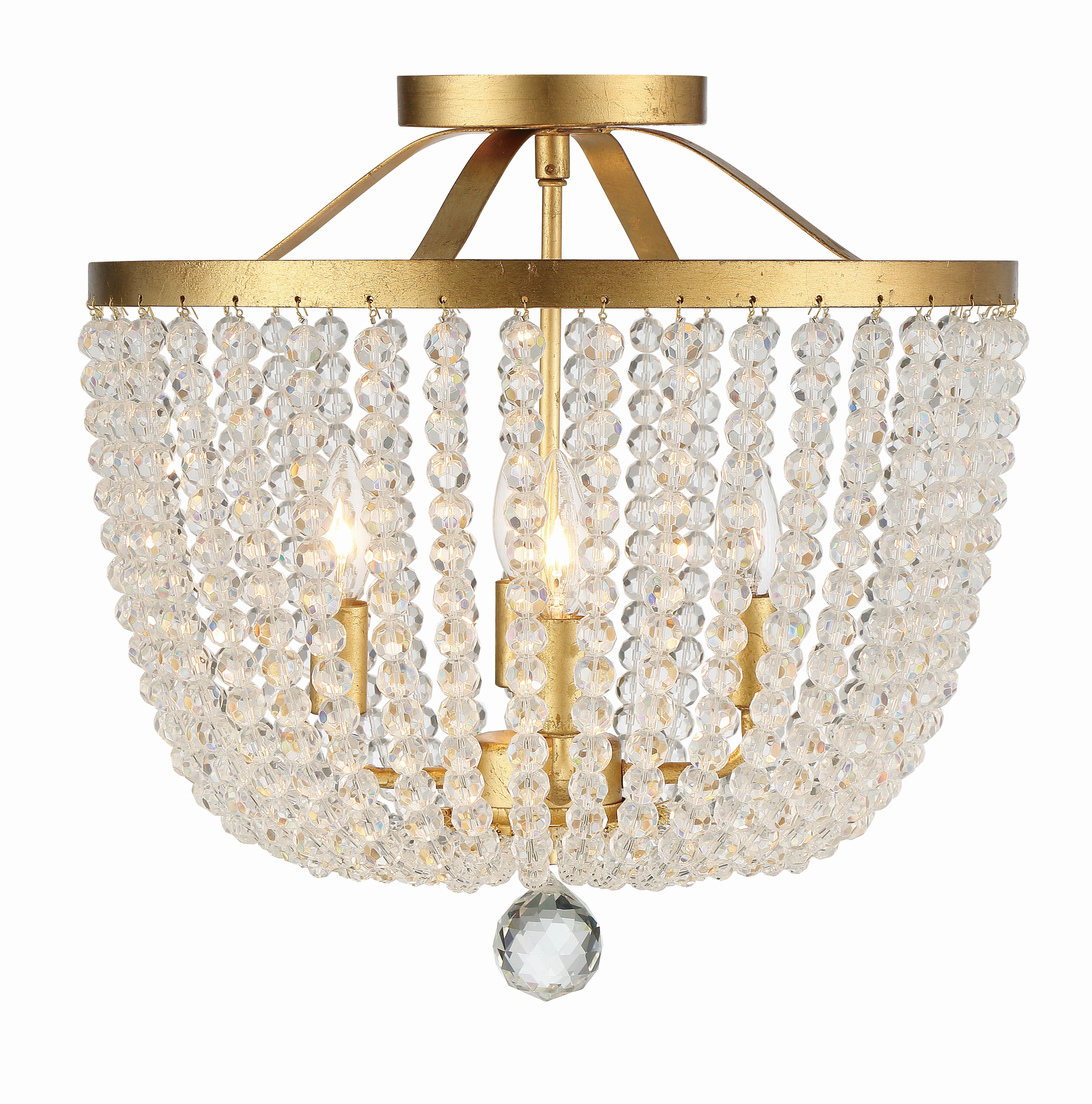 Crystorama Rylee 604-GA_CEILING – 16.5 Inch – 4 Light – Semi Flush Mount Light – Antique Gold – Damp Rated