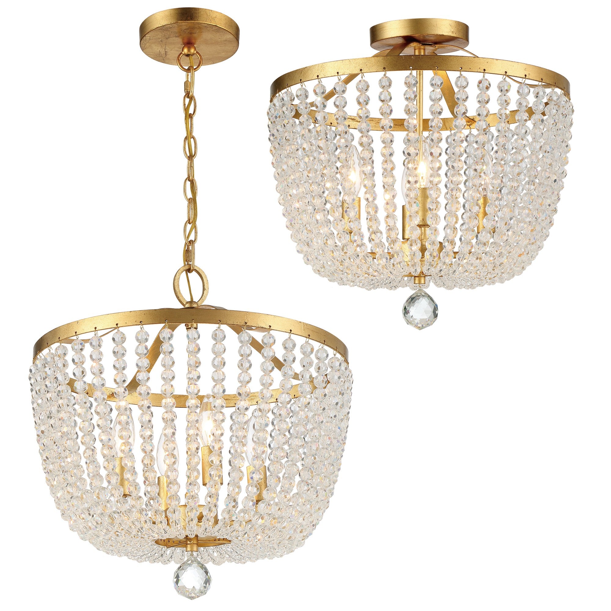 Crystorama Rylee 604-GA_CEILING – 16.5 Inch – 4 Light – Semi Flush Mount Light – Antique Gold – Damp Rated