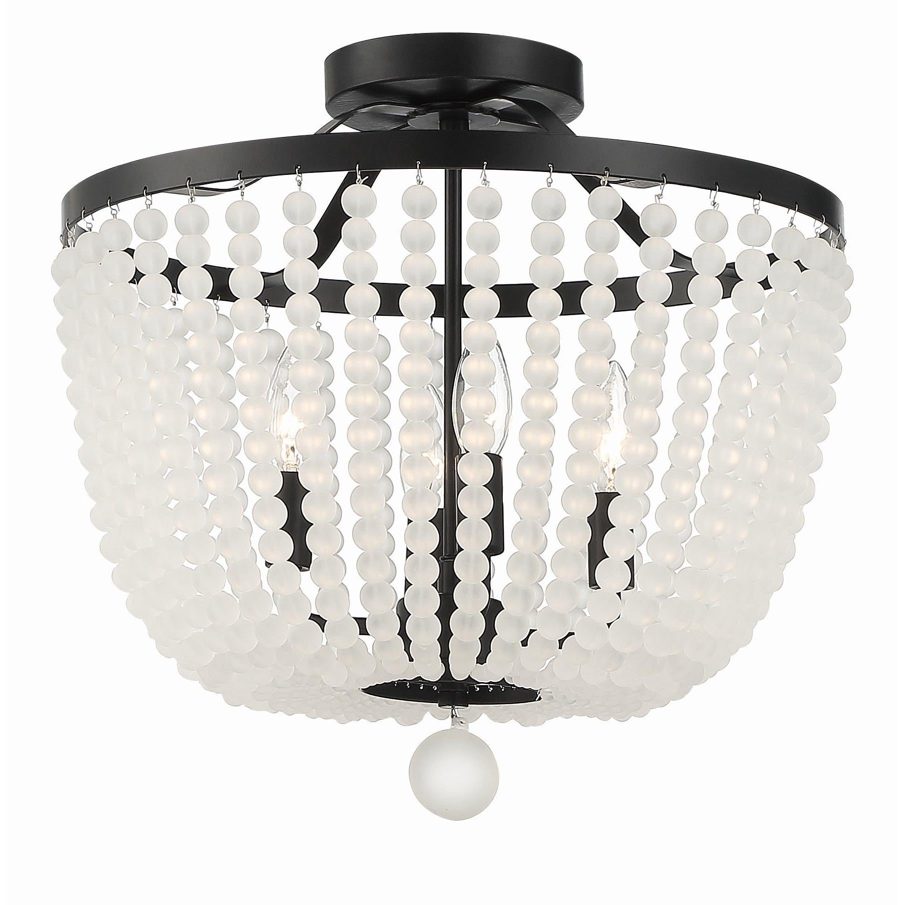 Crystorama Rylee 604-MK-FR_CEILING – 16.5 Inch – 4 Light – Semi Flush Mount Light – Matte Black – Damp Rated