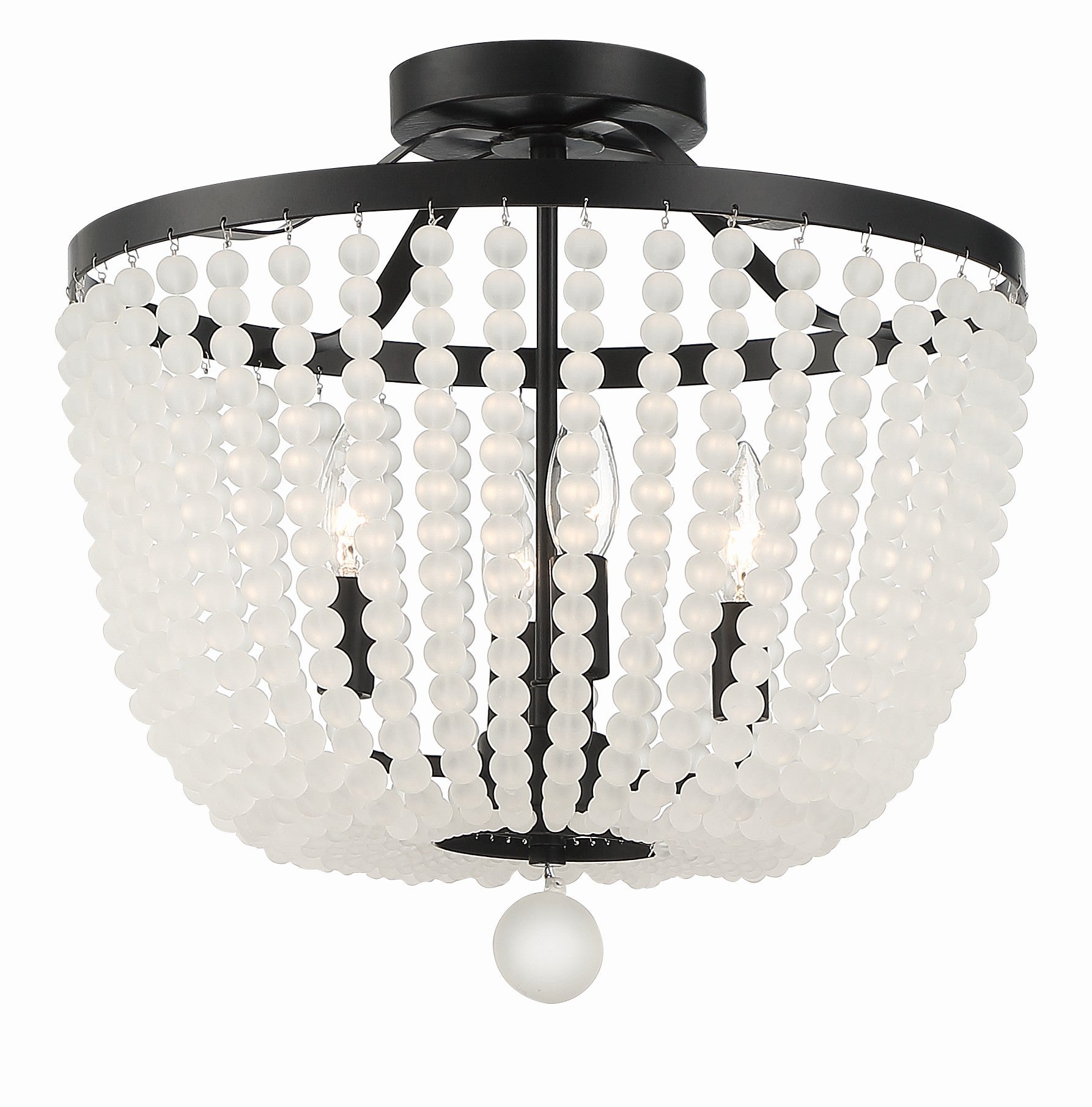 Crystorama Rylee 604-MK-FR_CEILING – 16.5 Inch – 4 Light – Semi Flush Mount Light – Matte Black – Damp Rated