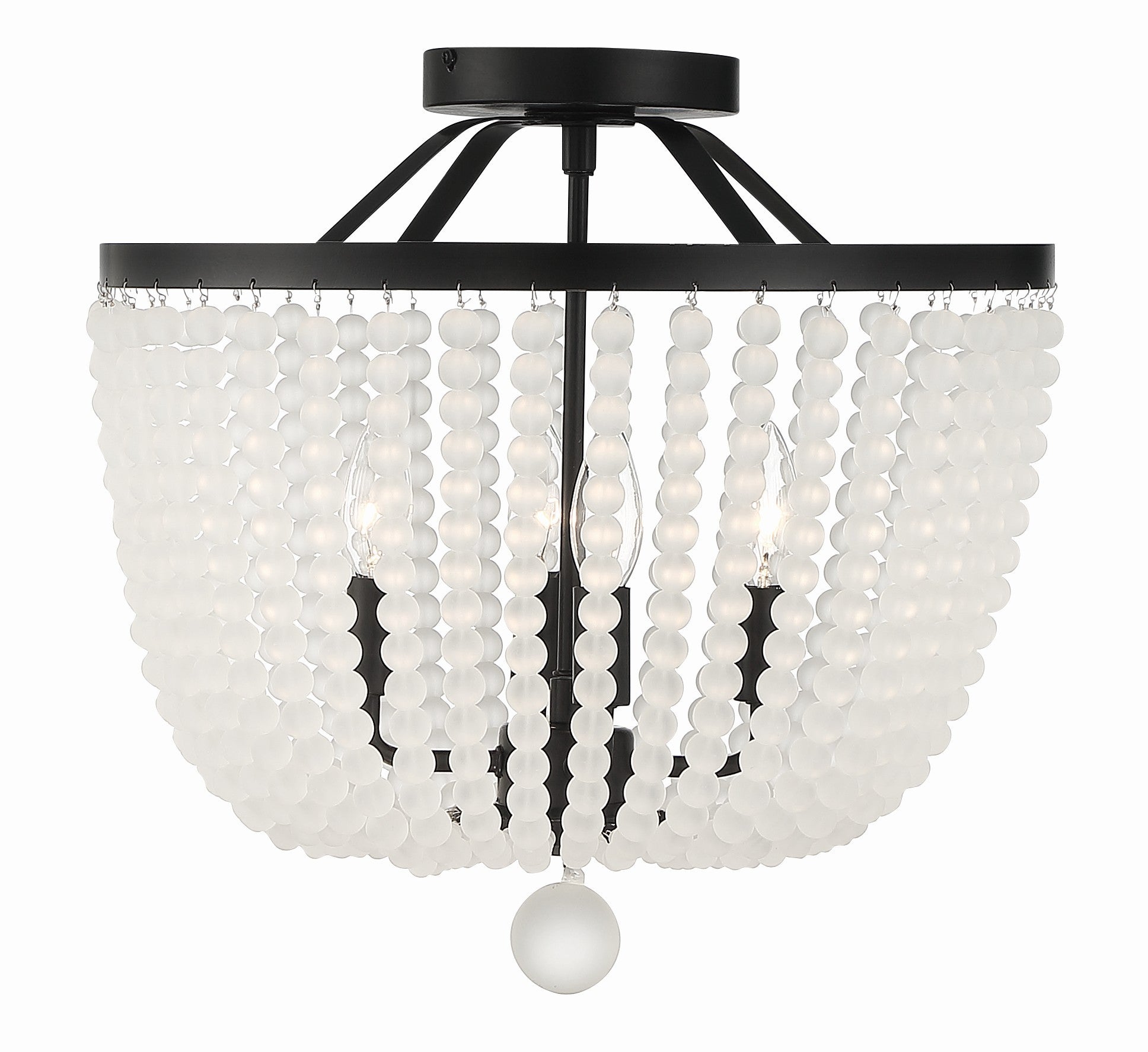 Crystorama Rylee 604-MK-FR_CEILING – 16.5 Inch – 4 Light – Semi Flush Mount Light – Matte Black – Damp Rated