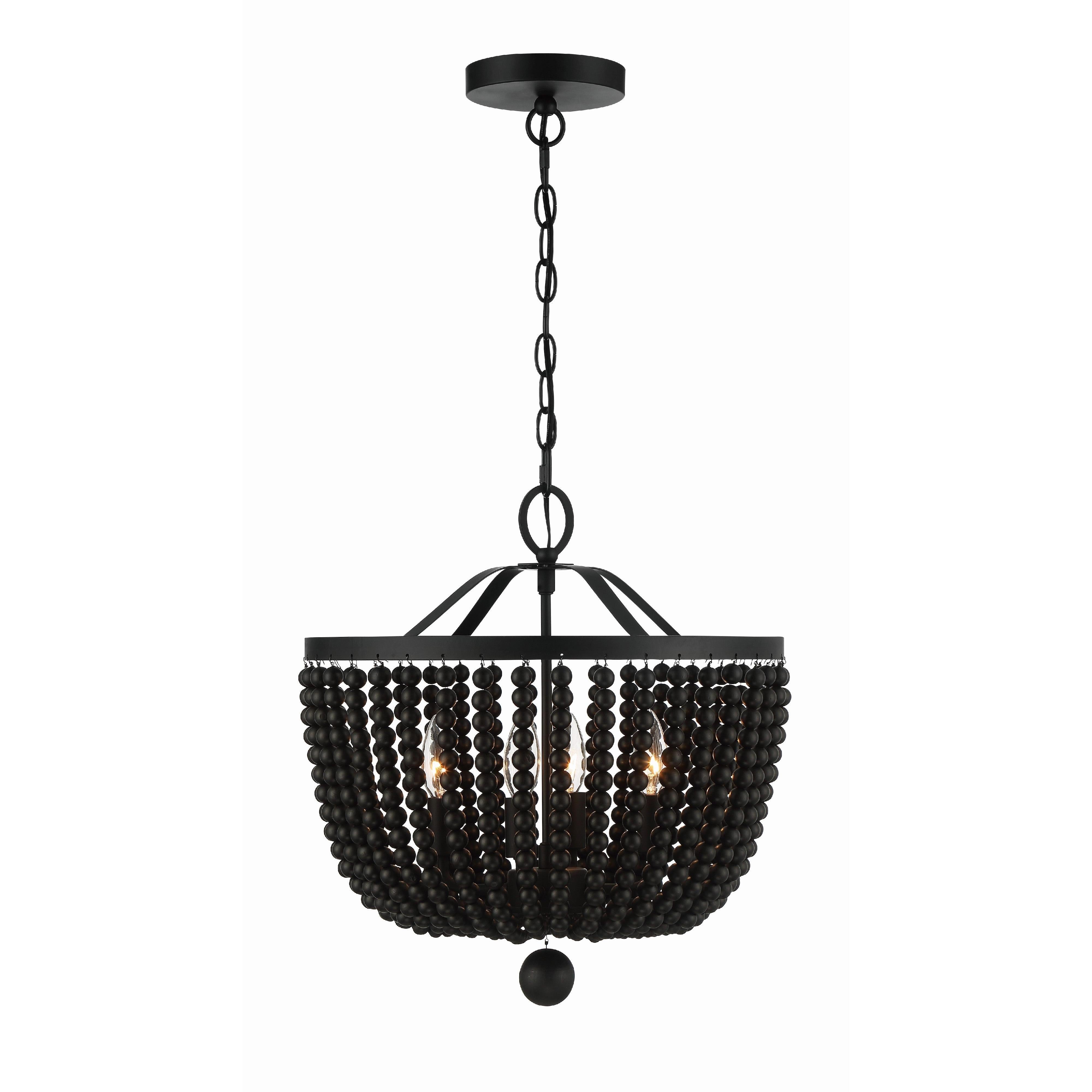 Crystorama Rylee 604-MK – 16.5 Inch – 4 Light – Chandelier – Matte Black – Damp Rated