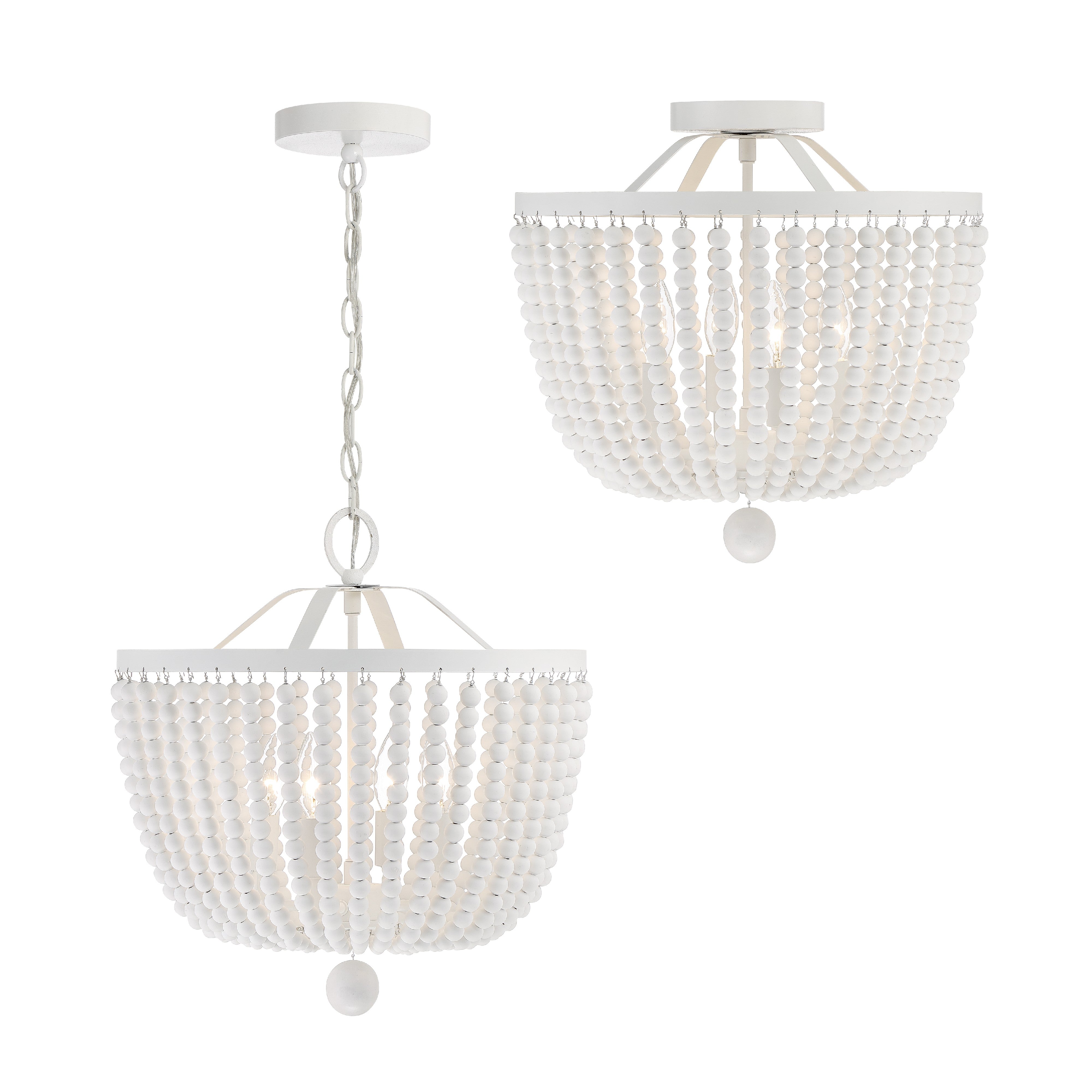 Crystorama Rylee 604-MT – 16.5 Inch – 4 Light – Chandelier – Matte White – Damp Rated