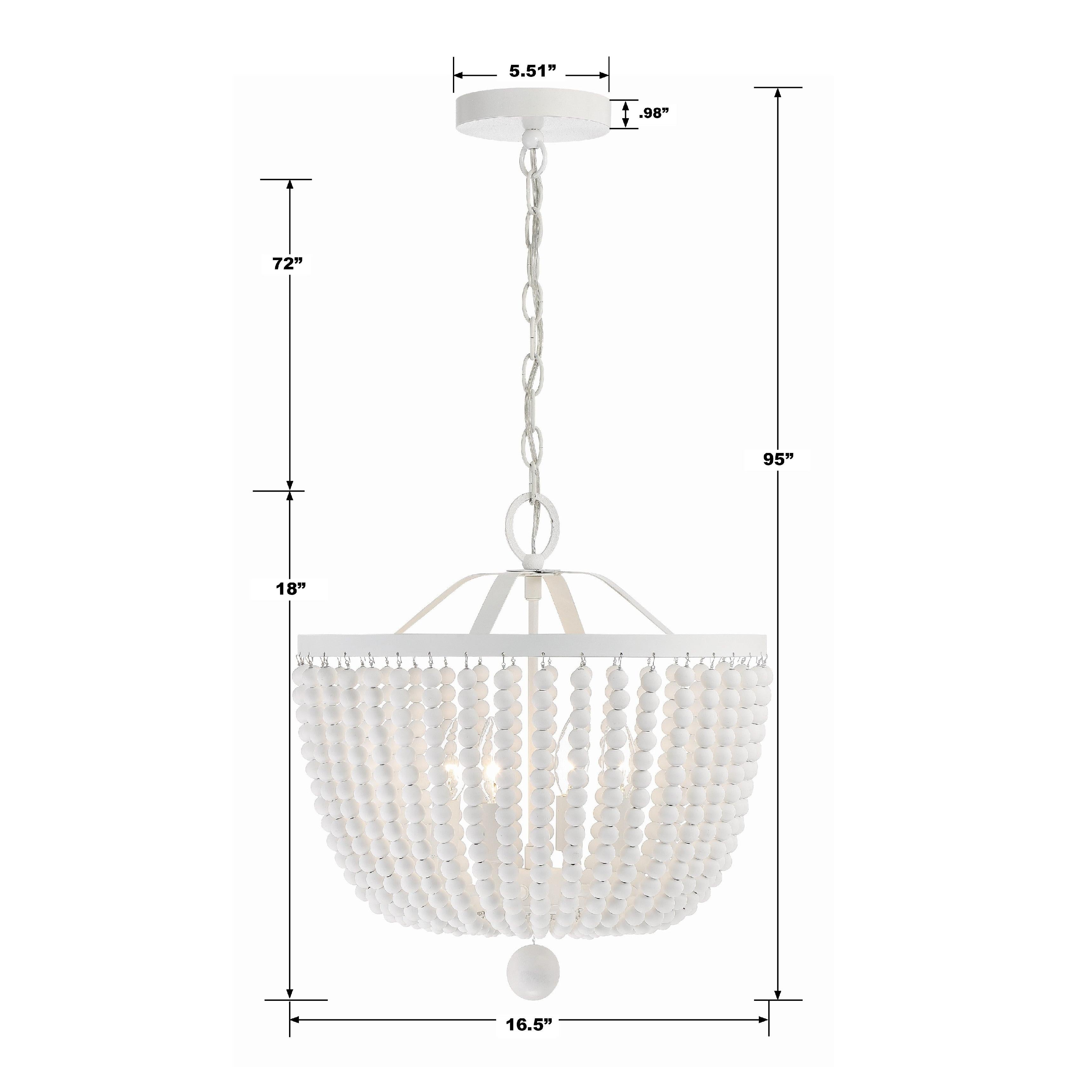 Crystorama Rylee 604-MT – 16.5 Inch – 4 Light – Chandelier – Matte White – Damp Rated