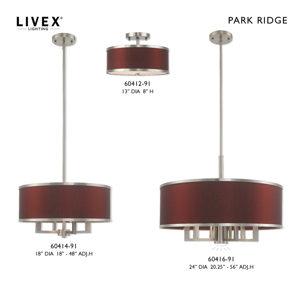 Livex Lighting PARK RIDGE 60414-91 Pendant Modern - Brushed Nickel