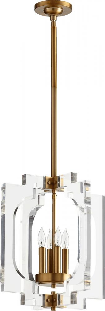 Quorum Lighting BROADWAY 605-4-80 Pendant Contemporary - Aged Brass