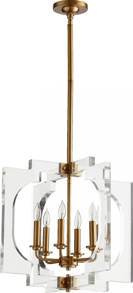 Quorum Lighting BROADWAY 605-6-80 Pendant Contemporary - Aged Brass