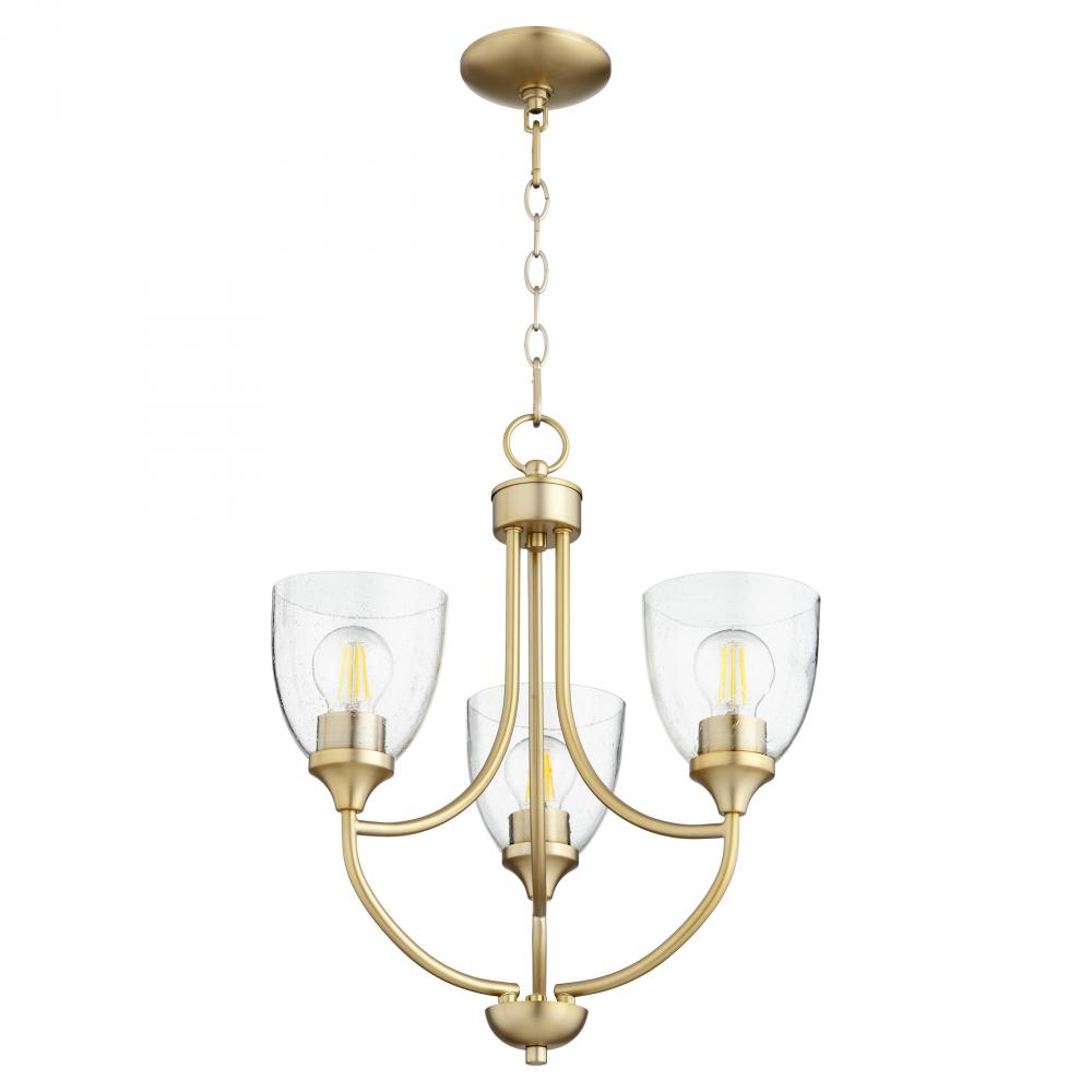 Quorum Lighting ENCLAVE 6059-3-280 Chandelier Traditional - Aged Brass W Clear Seeded