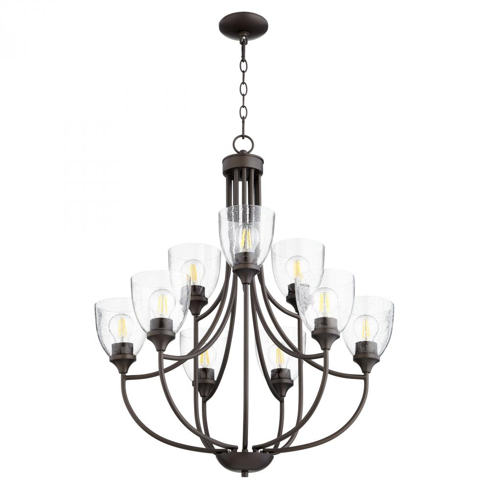 Quorum Lighting ENCLAVE 6059-9-286 Chandelier Traditional - Oiled Bronze W Clear Seeded