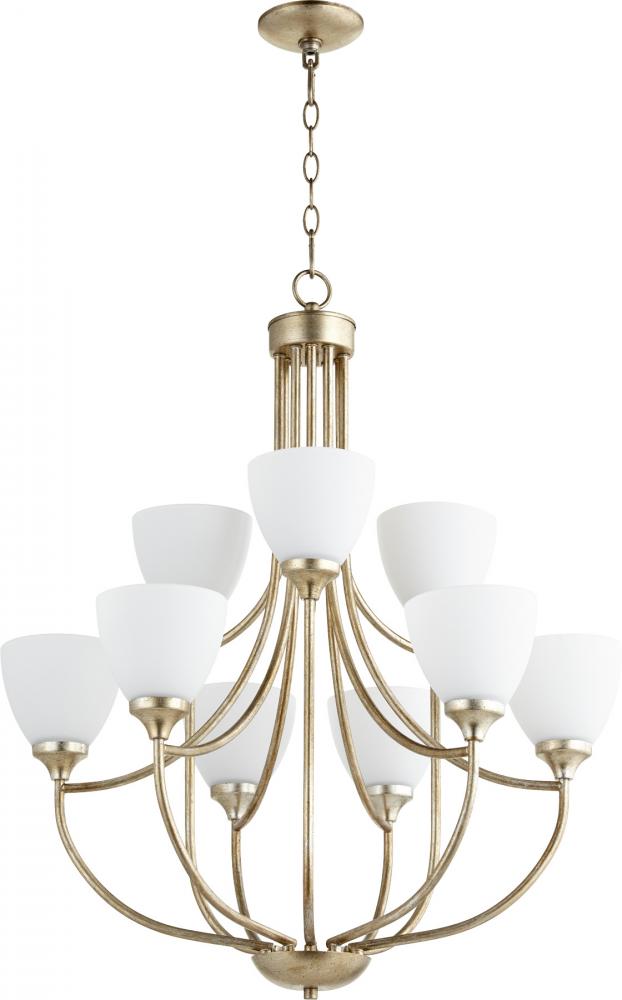 Quorum Lighting ENCLAVE 6059-9-60 Chandelier Traditional - Aged Silver Leaf