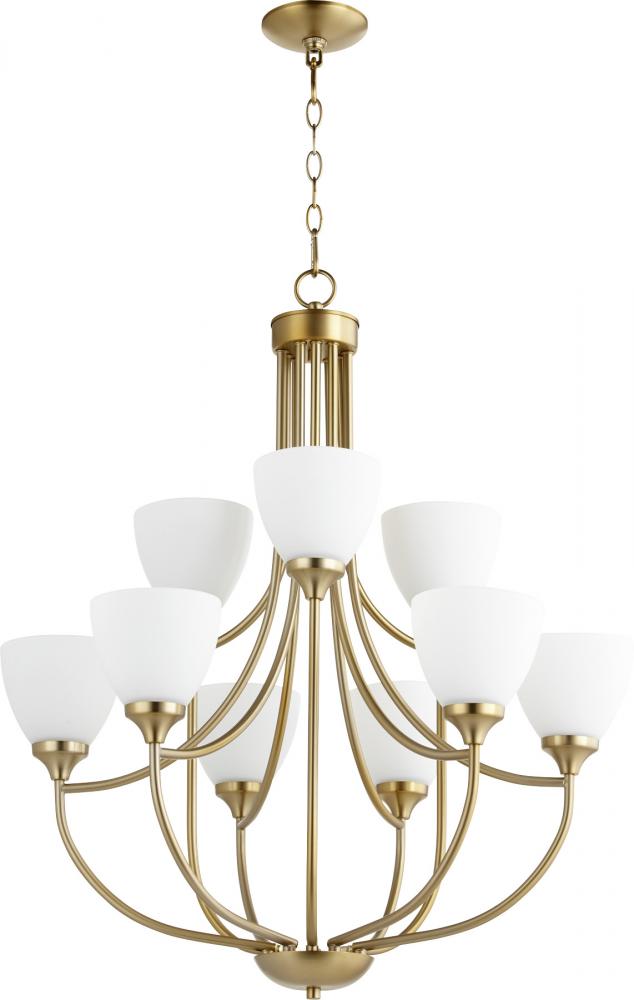 Quorum Lighting ENCLAVE 6059-9-80 Chandelier Traditional - Aged Brass