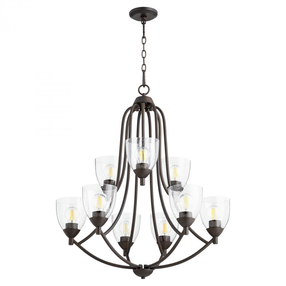 Quorum Lighting BARKLEY 6069-9-286 Chandelier Traditional - Oiled Bronze W Clear Seeded