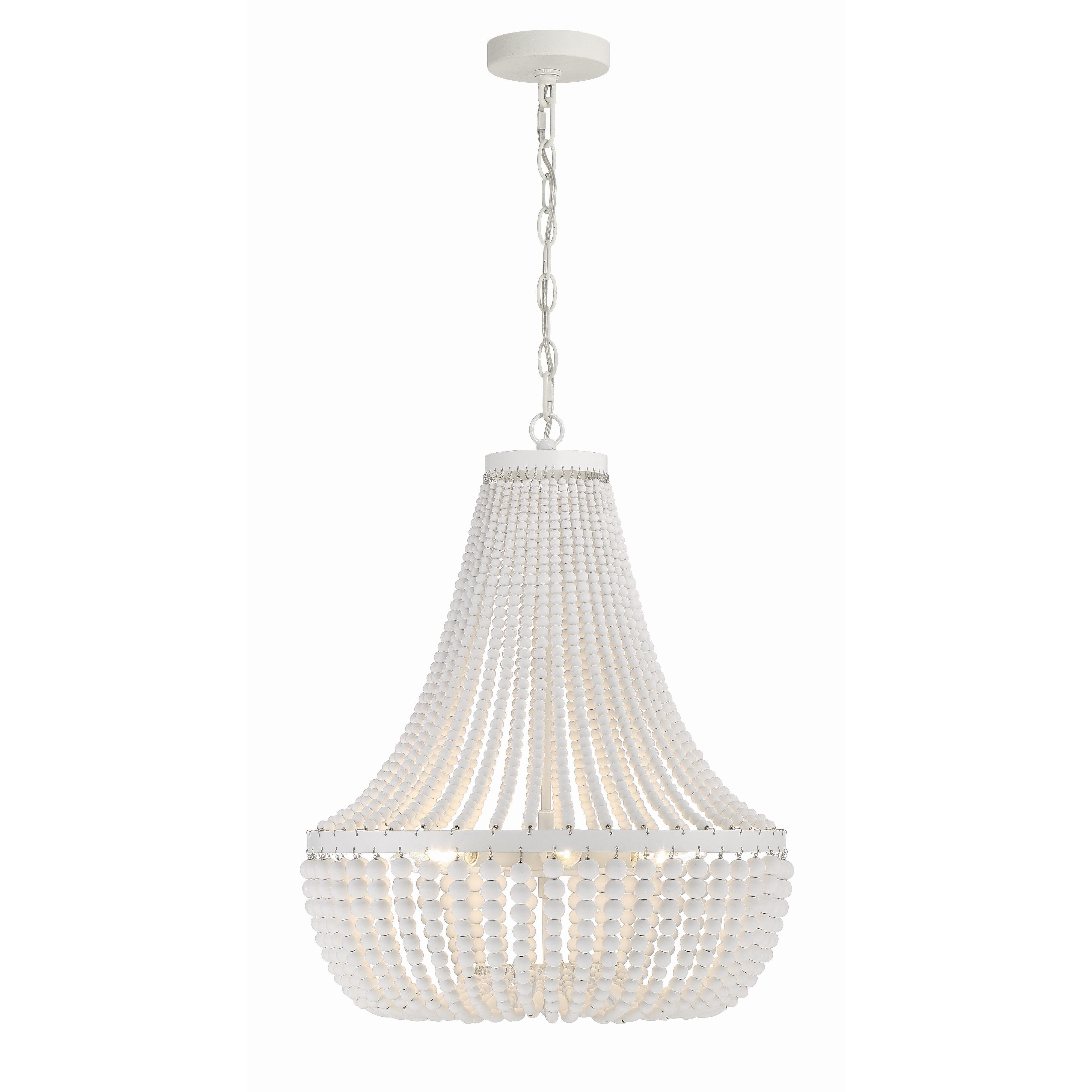 Crystorama Rylee 608-MT – 18.75 Inch – 6 Light – Chandelier – Matte White – Damp Rated