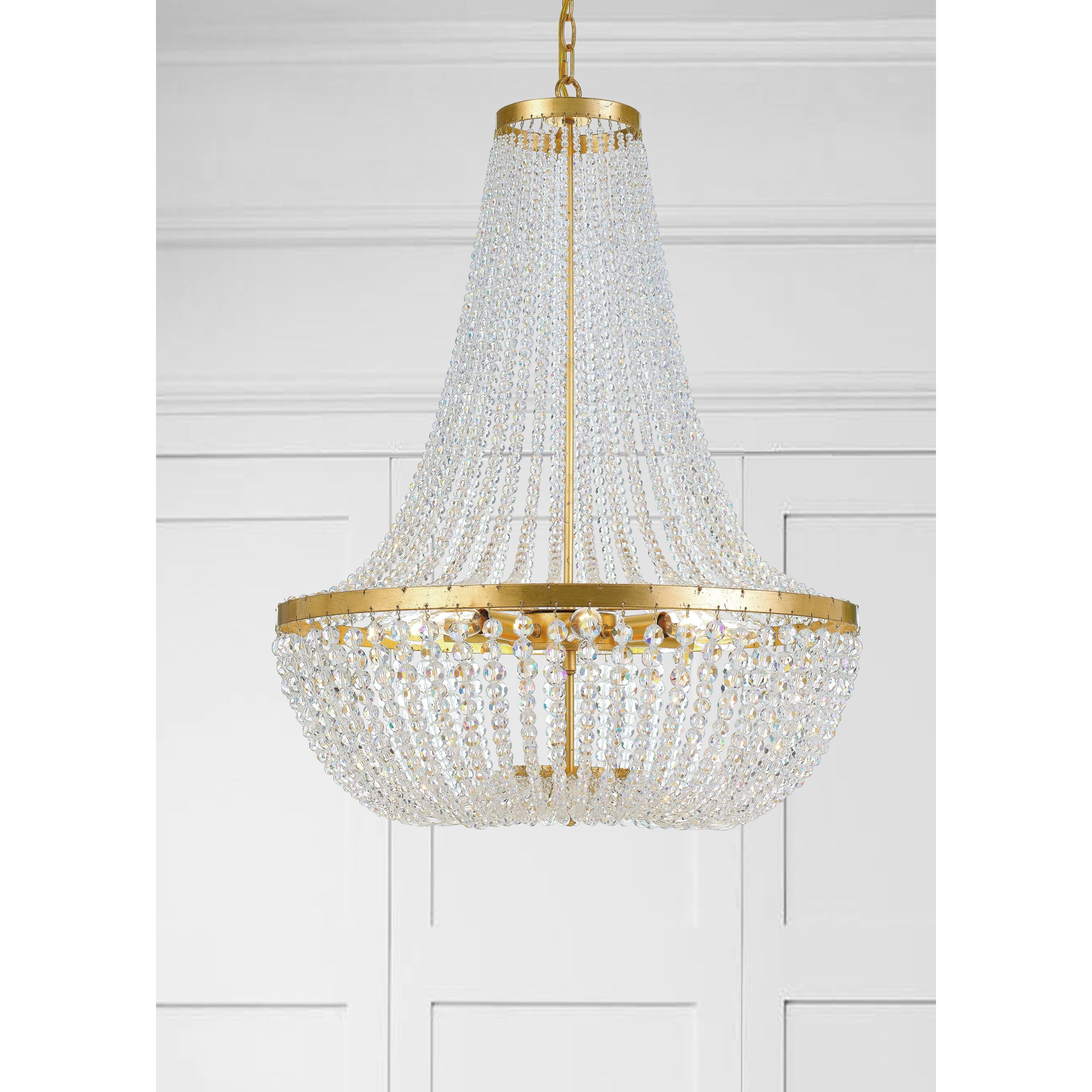 Crystorama Rylee 609-GA – 24.75 Inch – 8 Light – Chandelier – Antique Gold – Damp Rated