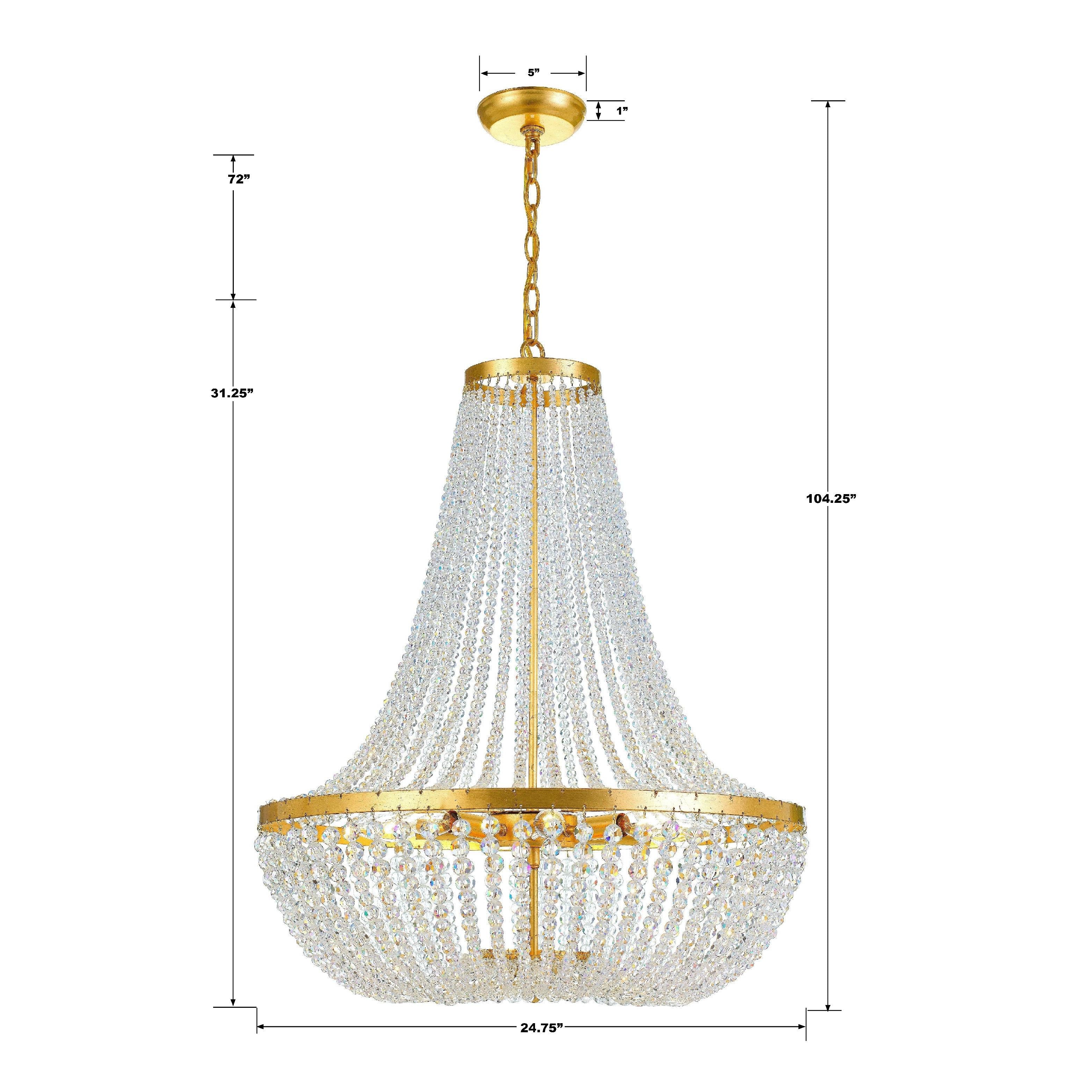 Crystorama Rylee 609-GA – 24.75 Inch – 8 Light – Chandelier – Antique Gold – Damp Rated