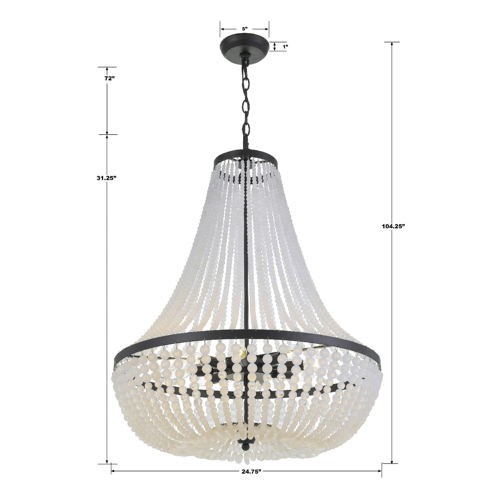 Crystorama Rylee 609-MK – 24.75 Inch – 8 Light – Chandelier – Matte Black – Damp Rated