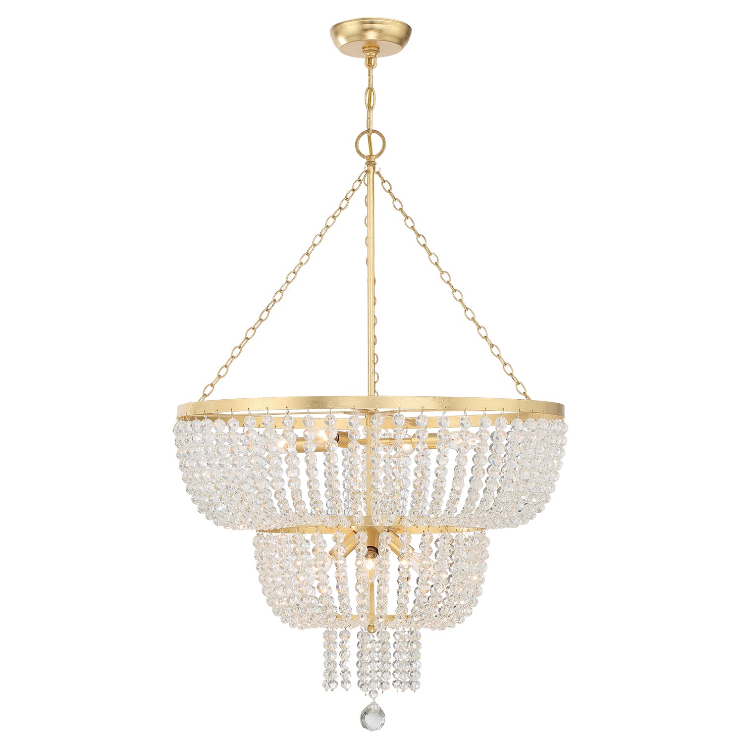 Crystorama Rylee 610-GA – 24.75 Inch – 8 Light – Chandelier – Antique Gold – Damp Rated