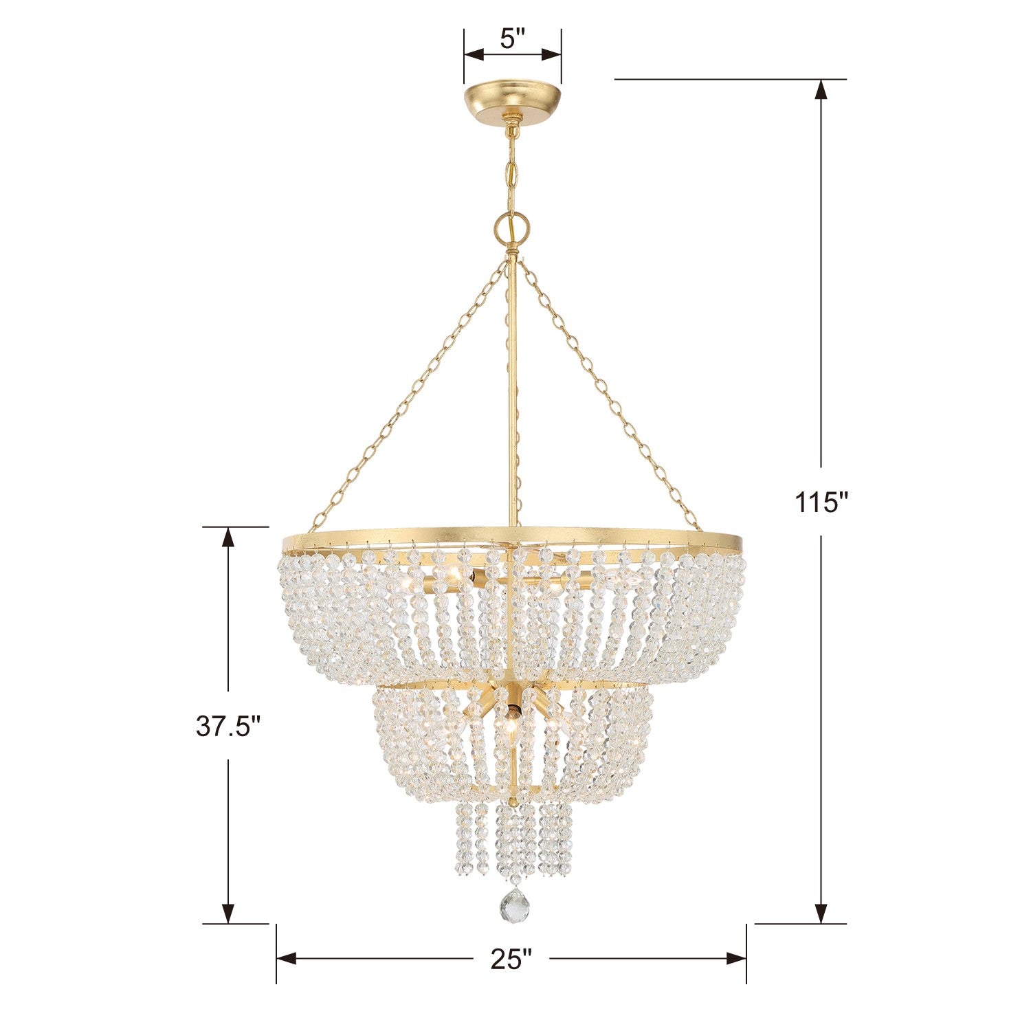 Crystorama Rylee 610-GA – 24.75 Inch – 8 Light – Chandelier – Antique Gold – Damp Rated