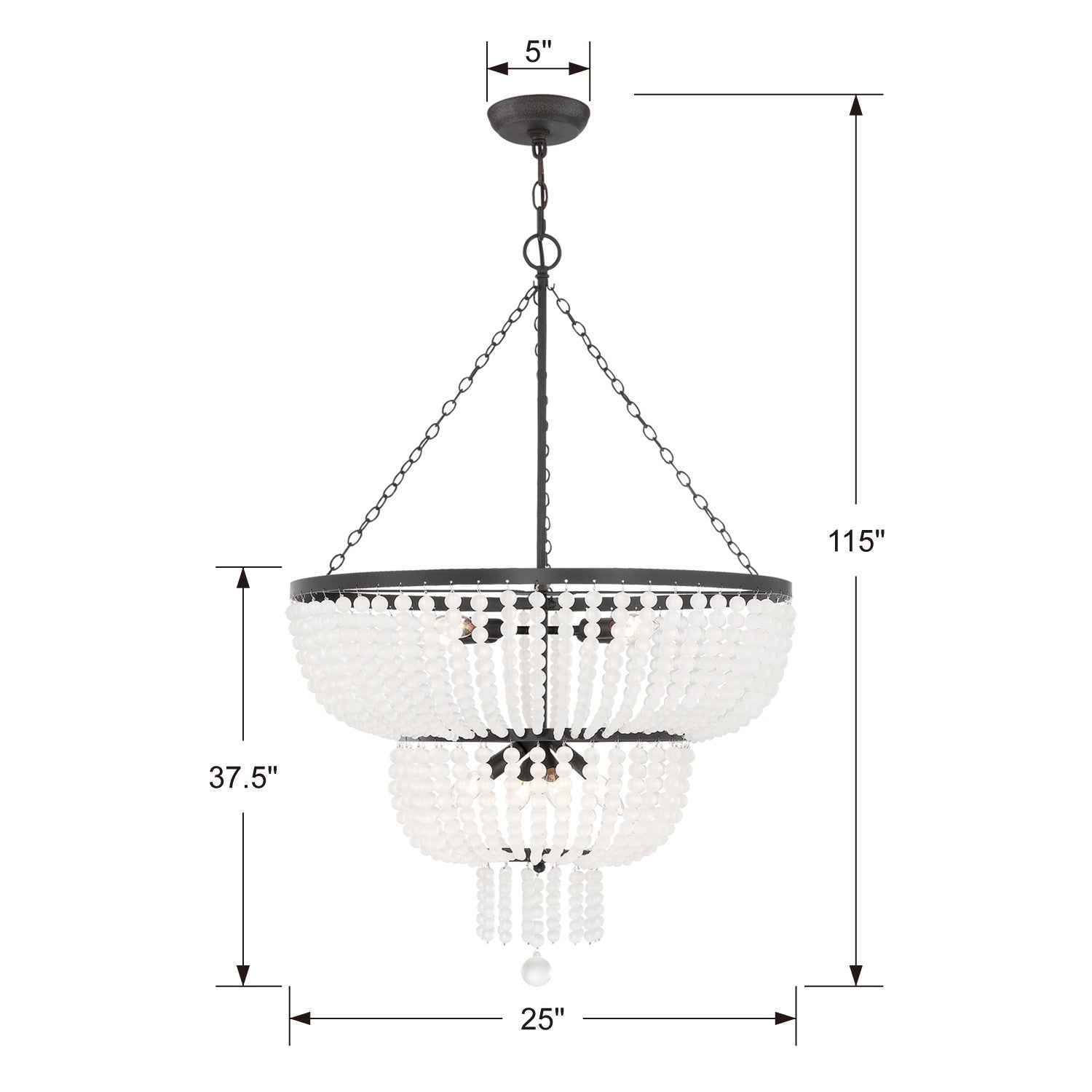 Crystorama Rylee 610-MK – 24.75 Inch – 8 Light – Chandelier – Matte Black – Damp Rated