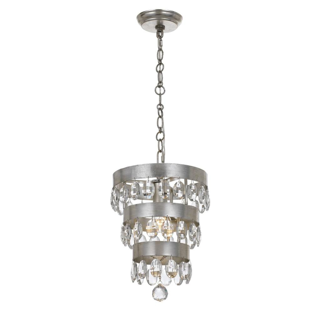 Crystorama PERLA 6103-SA Mini Chandelier Contemporary - Antique Silver