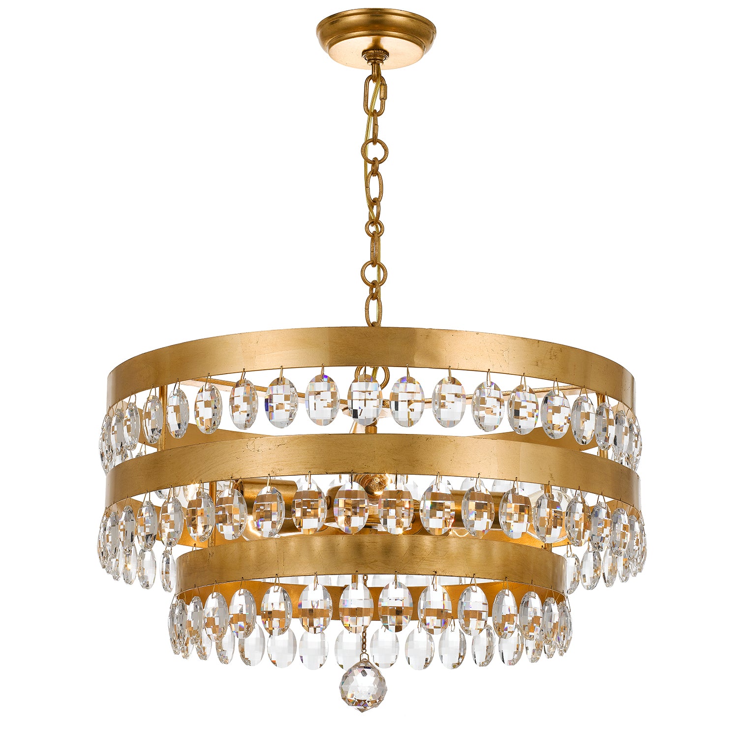 Crystorama Perla 6106-GA – 22 Inch – 5 Light – Chandelier – Antique Gold – Damp Rated