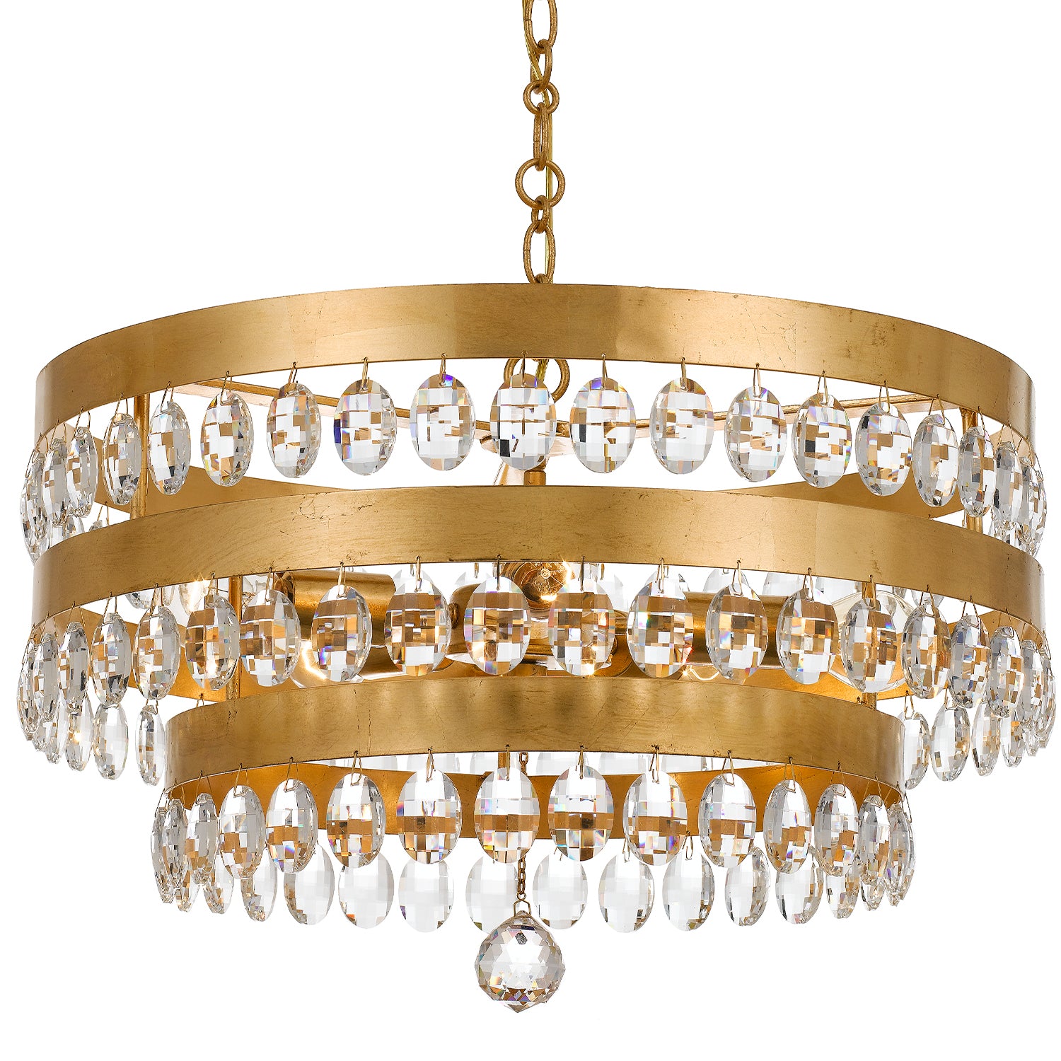 Crystorama Perla 6106-GA – 22 Inch – 5 Light – Chandelier – Antique Gold – Damp Rated