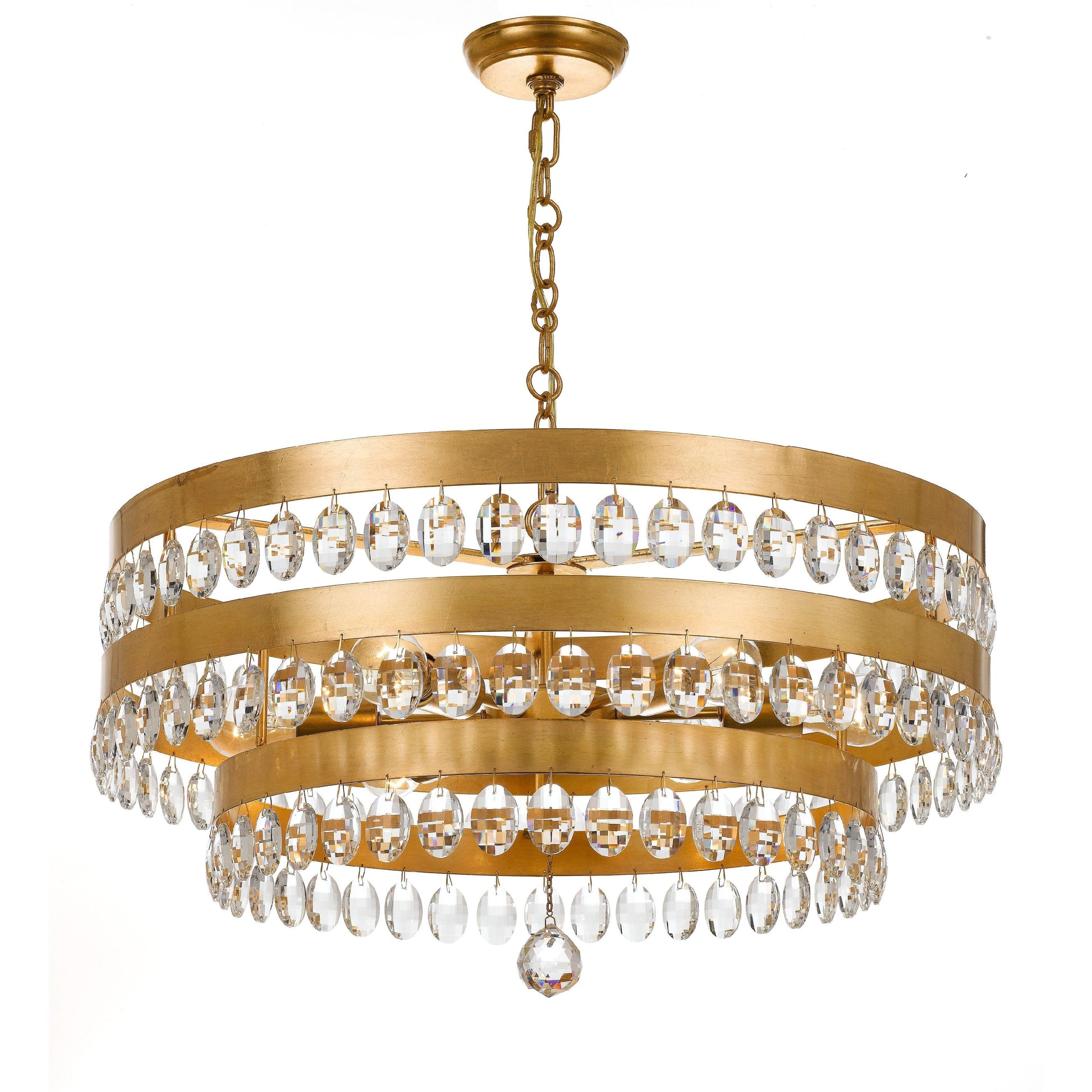 Crystorama Perla 6108-GA – 26 Inch – 6 Light – Chandelier – Antique Gold – Damp Rated