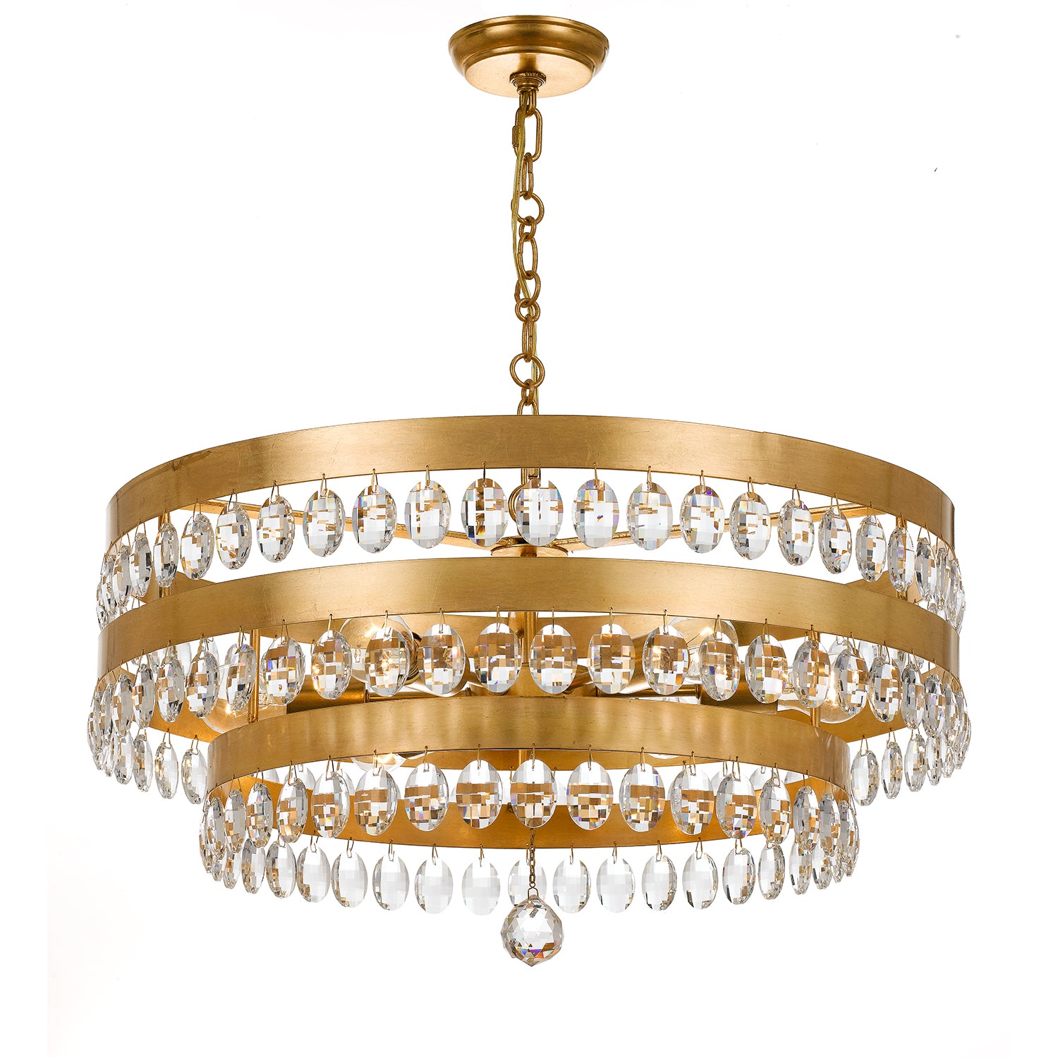 Crystorama Perla 6108-GA – 26 Inch – 6 Light – Chandelier – Antique Gold – Damp Rated