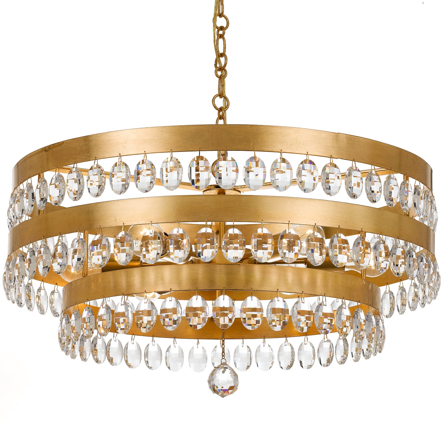 Crystorama Perla 6108-GA – 26 Inch – 6 Light – Chandelier – Antique Gold – Damp Rated