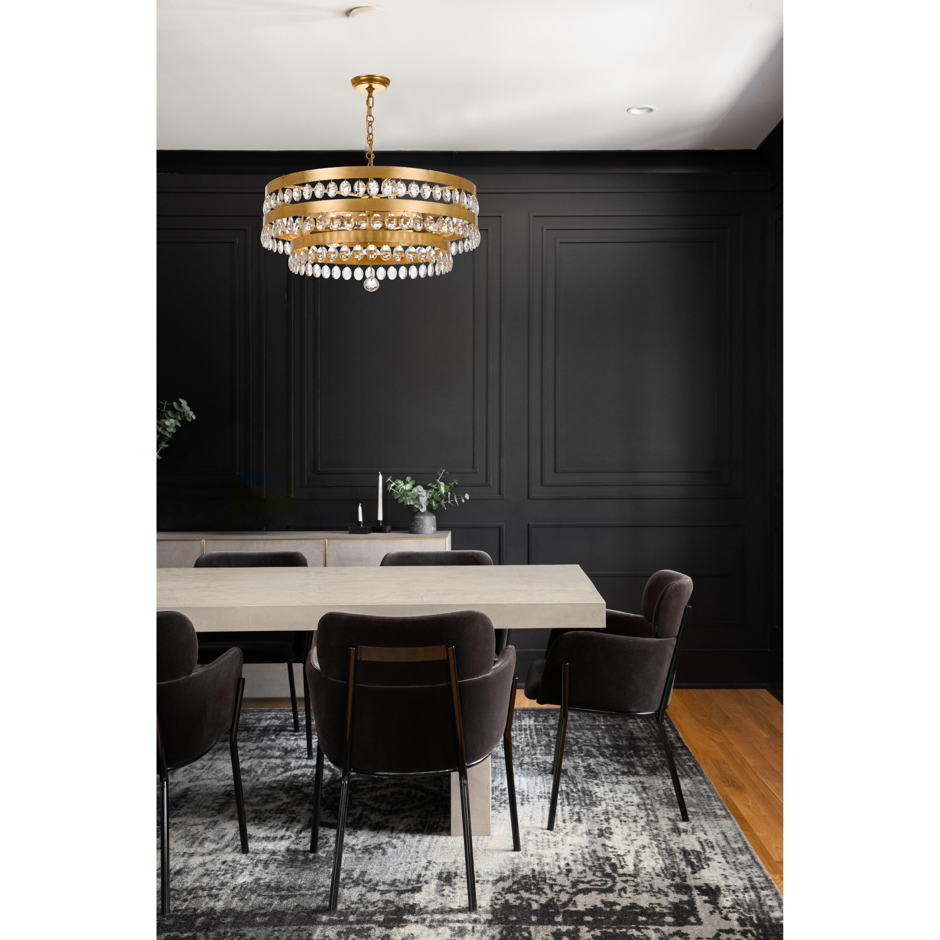 Crystorama Perla 6108-GA – 26 Inch – 6 Light – Chandelier – Antique Gold – Damp Rated