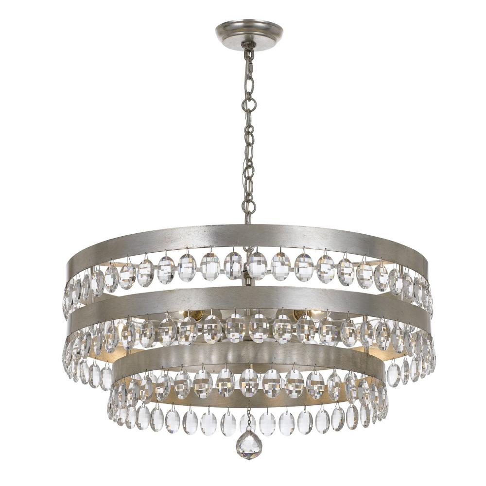 Crystorama PERLA 6108-SA Chandelier Contemporary - Antique Silver