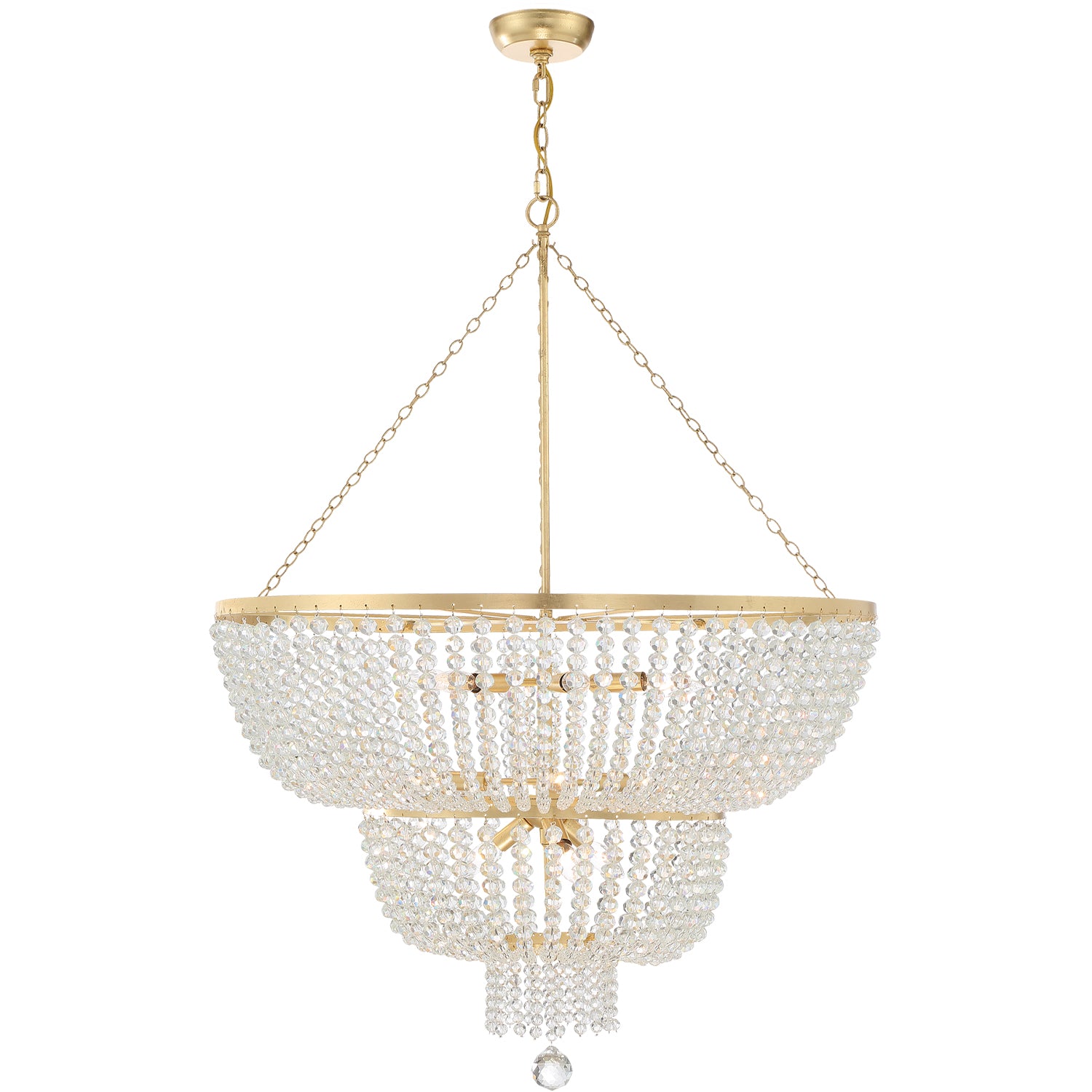 Crystorama Rylee 612-GA – 32 Inch – 12 Light – Chandelier – Antique Gold – Damp Rated