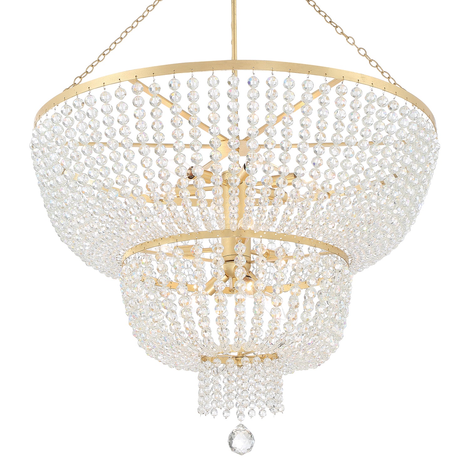 Crystorama Rylee 612-GA – 32 Inch – 12 Light – Chandelier – Antique Gold – Damp Rated