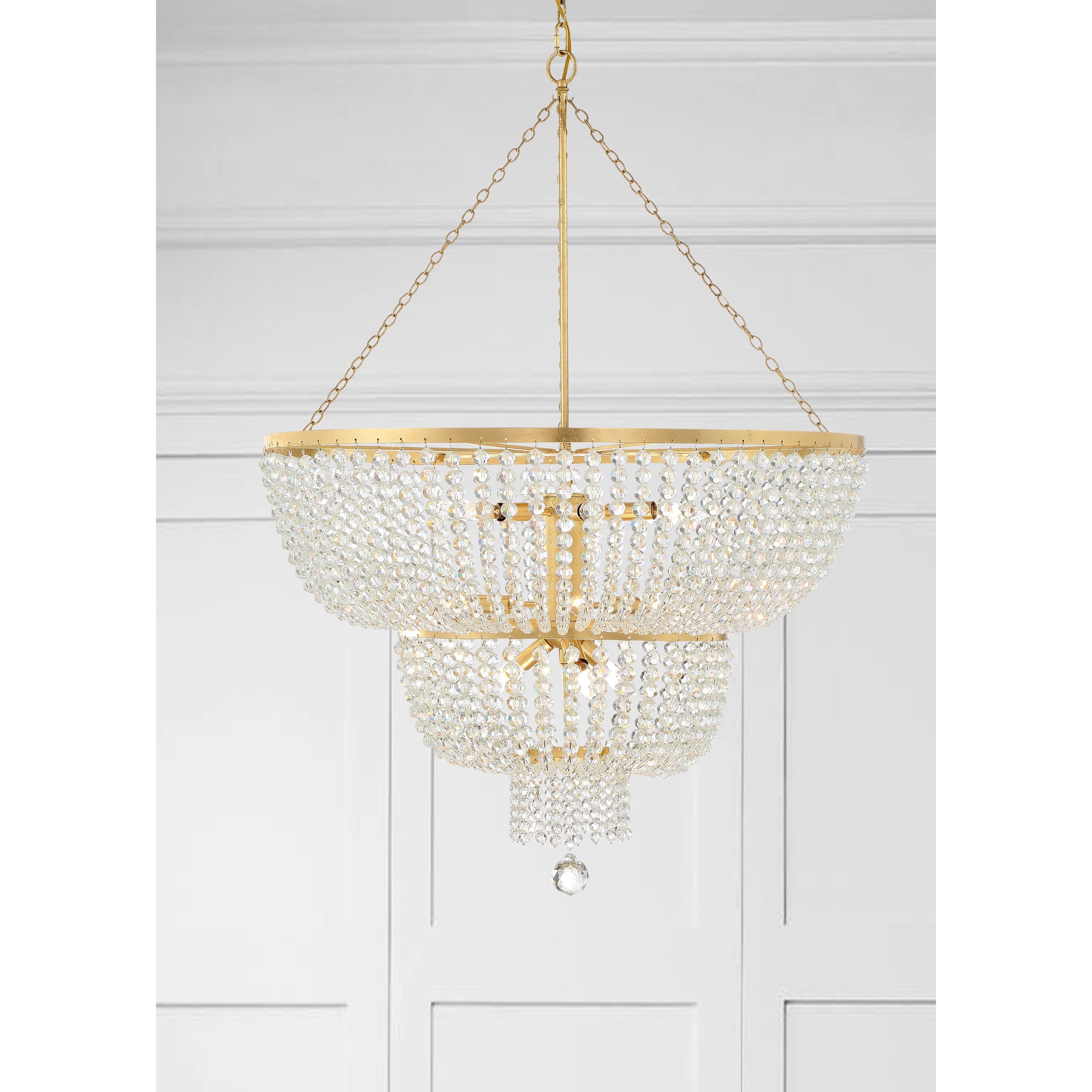 Crystorama Rylee 612-GA – 32 Inch – 12 Light – Chandelier – Antique Gold – Damp Rated