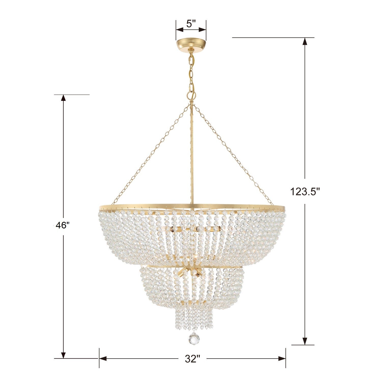 Crystorama Rylee 612-GA – 32 Inch – 12 Light – Chandelier – Antique Gold – Damp Rated