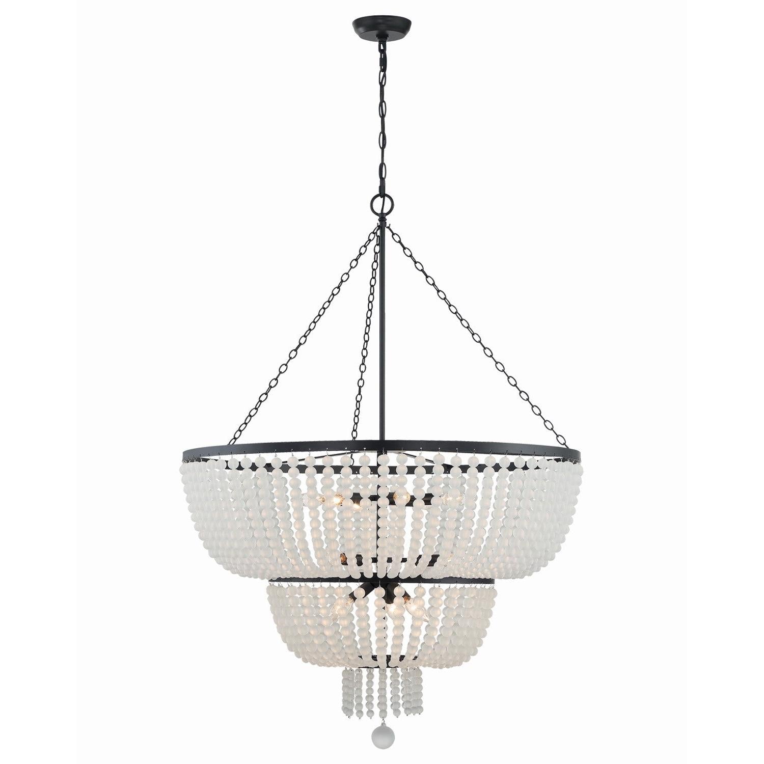Crystorama Rylee 612-MK – 32 Inch – 12 Light – Chandelier – Matte Black – Damp Rated