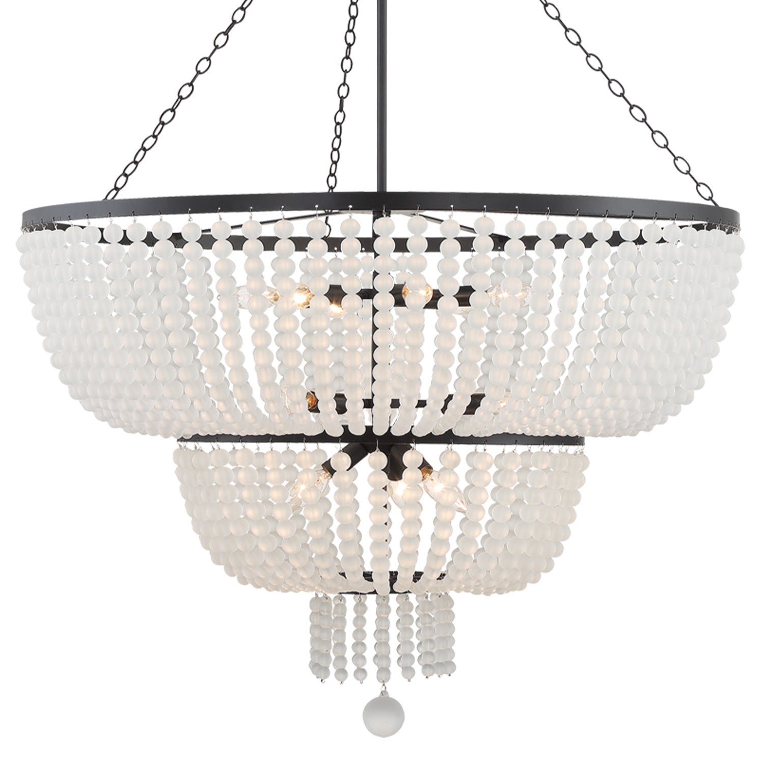 Crystorama Rylee 612-MK – 32 Inch – 12 Light – Chandelier – Matte Black – Damp Rated