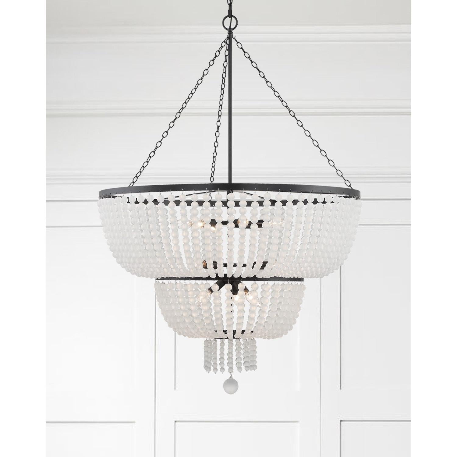 Crystorama Rylee 612-MK – 32 Inch – 12 Light – Chandelier – Matte Black – Damp Rated