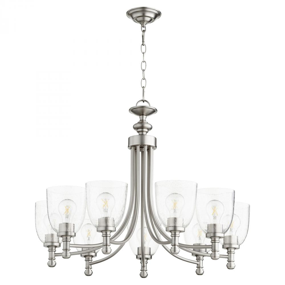 Quorum Lighting ROSSINGTON 6122-9-265 Chandelier Traditional - Satin Nickel W Clear Seeded