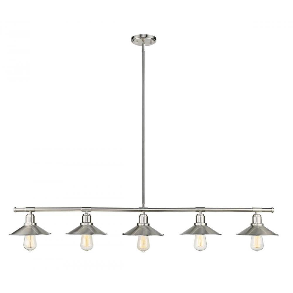5 Light Linear Chandelier-Brushed Nickel