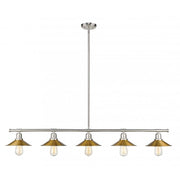 5 Light Linear Chandelier-Factory Brass
