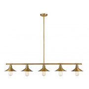 5 Light Linear Chandelier-Factory Brass