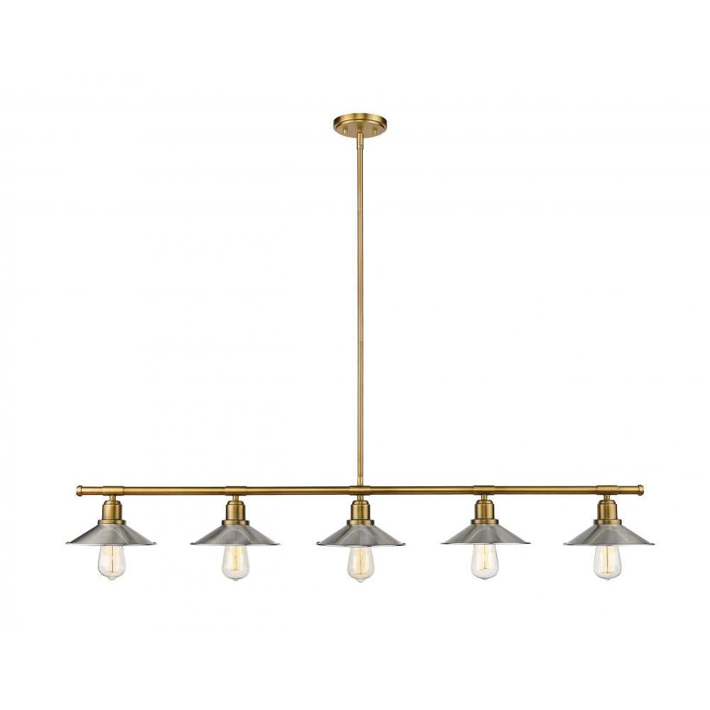5 Light Linear Chandelier-Brushed Nickel