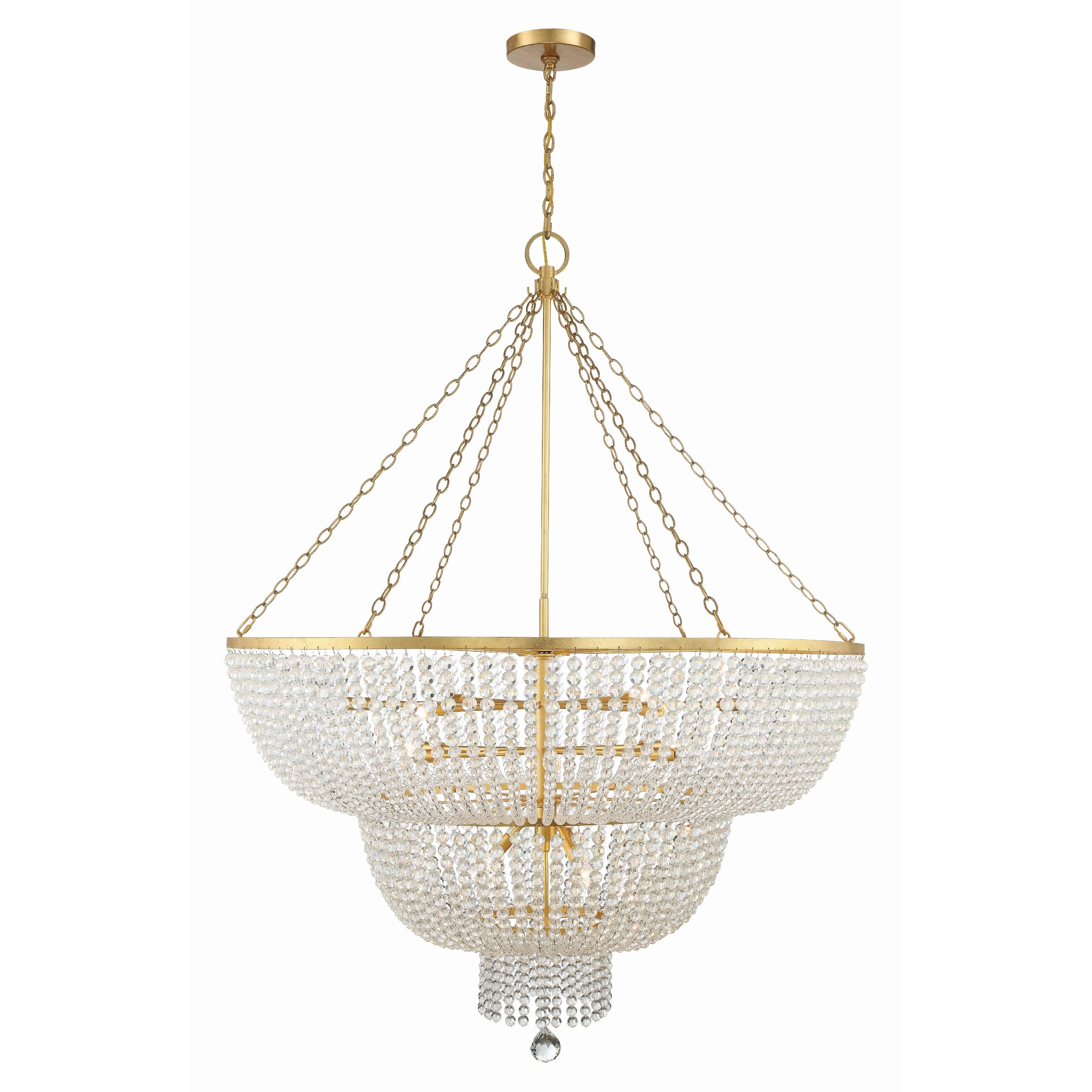 Crystorama Rylee 614-GA – 48.5 Inch – 15 Light – Chandelier – Antique Gold – Damp Rated