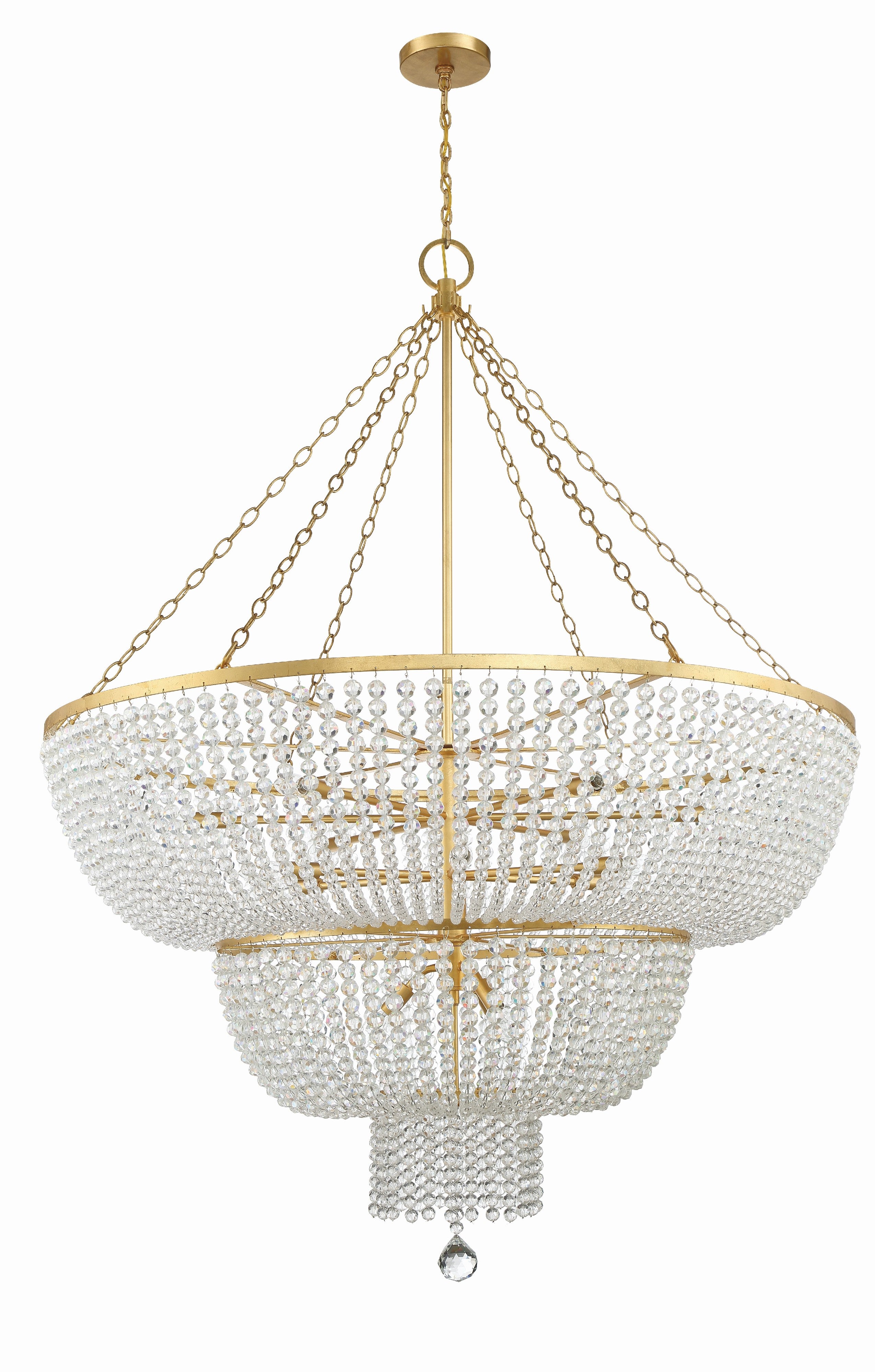 Crystorama Rylee 614-GA – 48.5 Inch – 15 Light – Chandelier – Antique Gold – Damp Rated