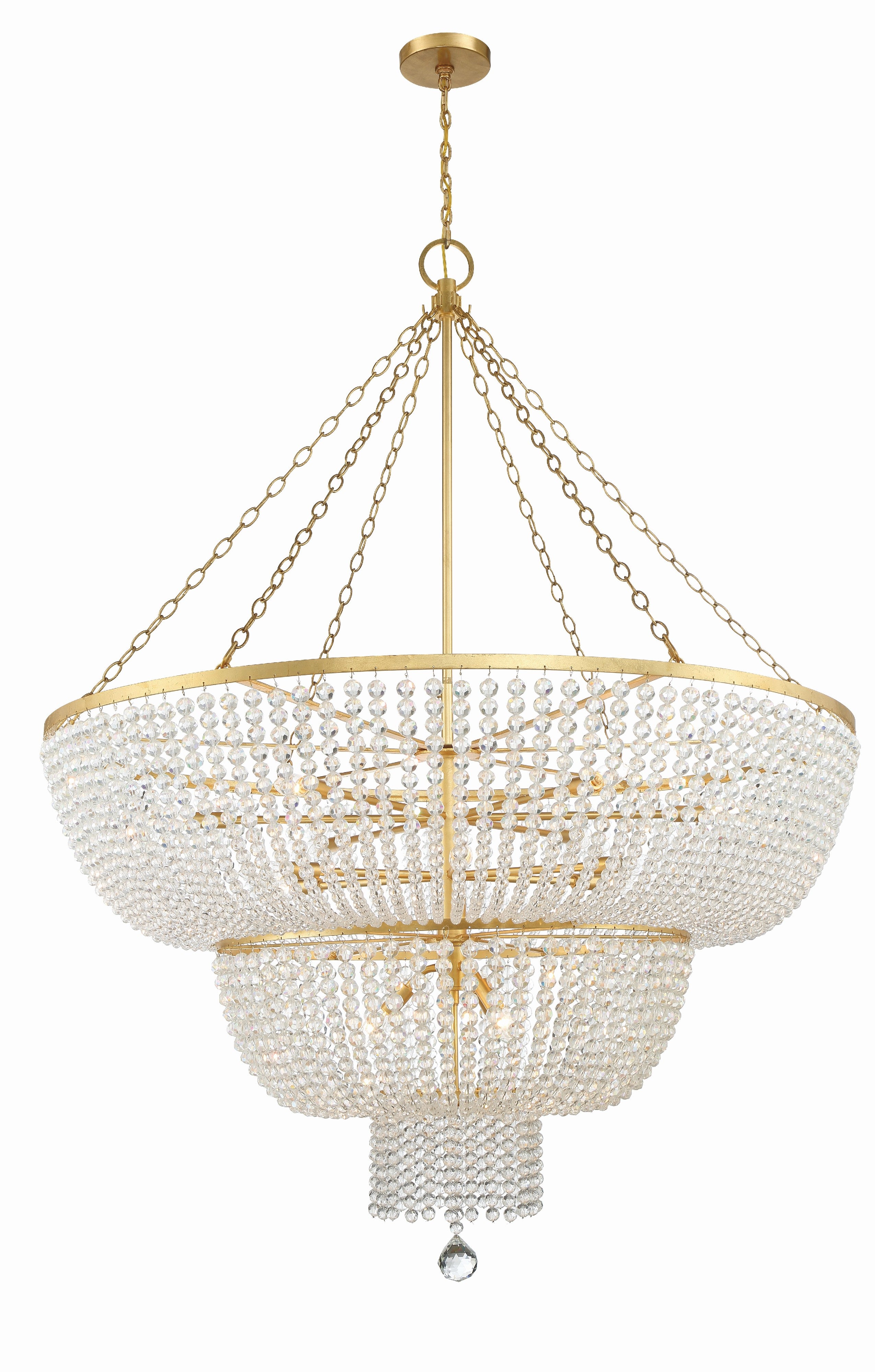 Crystorama Rylee 614-GA – 48.5 Inch – 15 Light – Chandelier – Antique Gold – Damp Rated