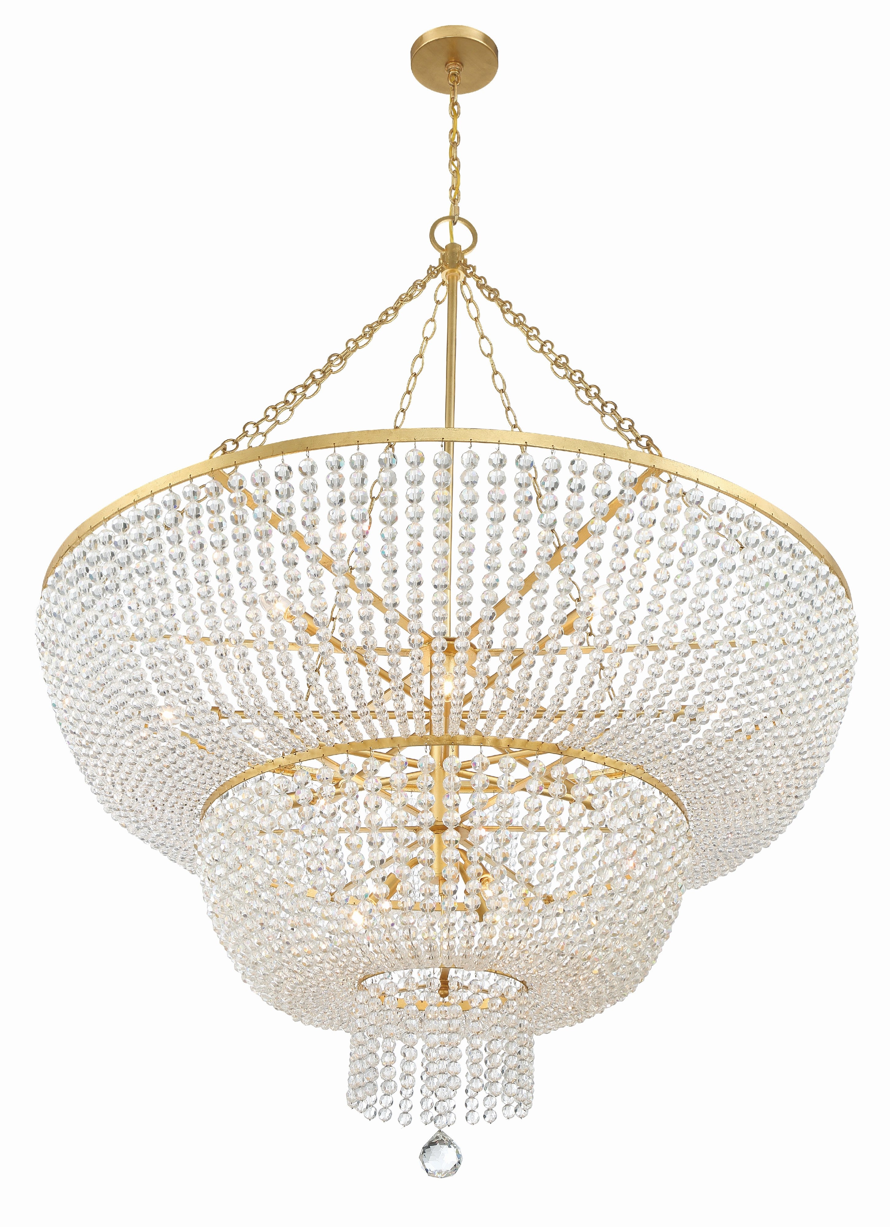 Crystorama Rylee 614-GA – 48.5 Inch – 15 Light – Chandelier – Antique Gold – Damp Rated